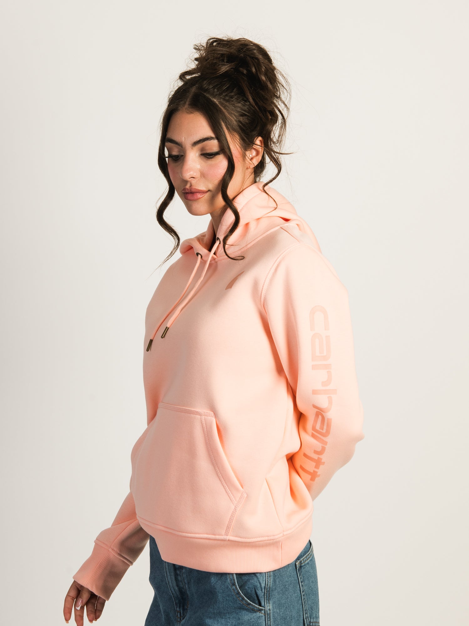 Carhartt Logo Sleeve Pullover Hoodie for Men & Women - Warm Fleece-Lined Sweatshirt for Outdoor Work, Casual Wear & Winter Comfort