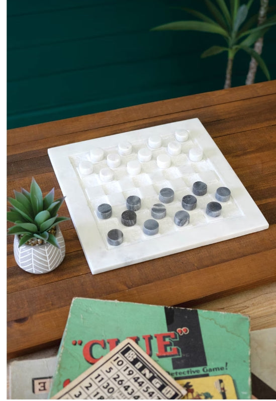 Premium Marble Checkers Set - Classic Board Game for Family & Friends - Perfect for Indoor Games, Parties, and Gifts