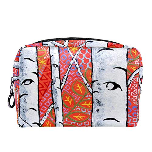 **Sunset Sherbet Birch Forest Print Makeup Pouch – Waterproof Cosmetic Bag, Travel Toiletry Organizer for Women & Teens – Perfect for Travel, Gym, and Daily Essentials Storage**