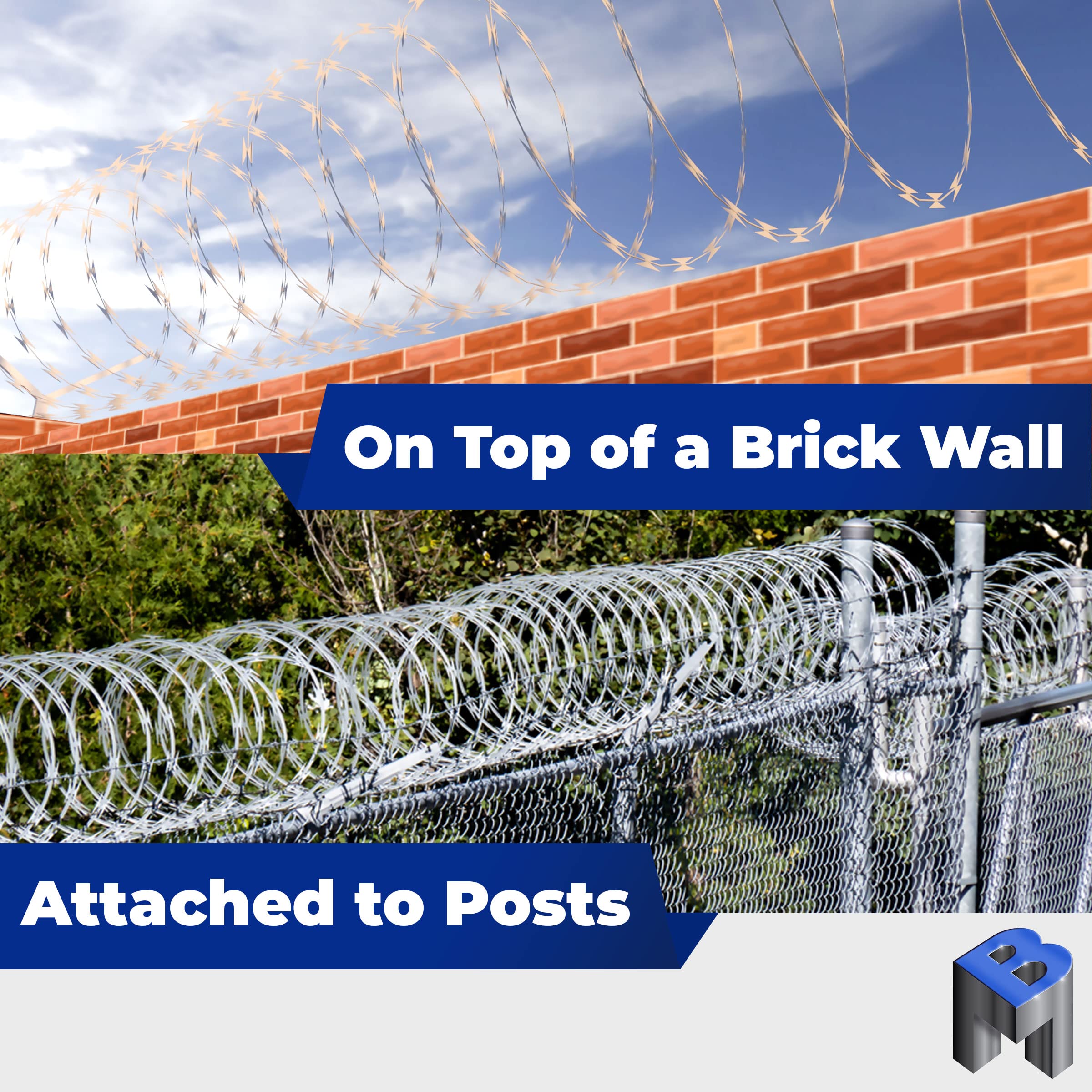 Galvanized Steel CBT-65 Razor Wire - Heavy Duty Security Fencing (5 Pack, 50 Feet per Roll) - Ideal for Perimeter Protection, Military Bases, and High-Security Areas