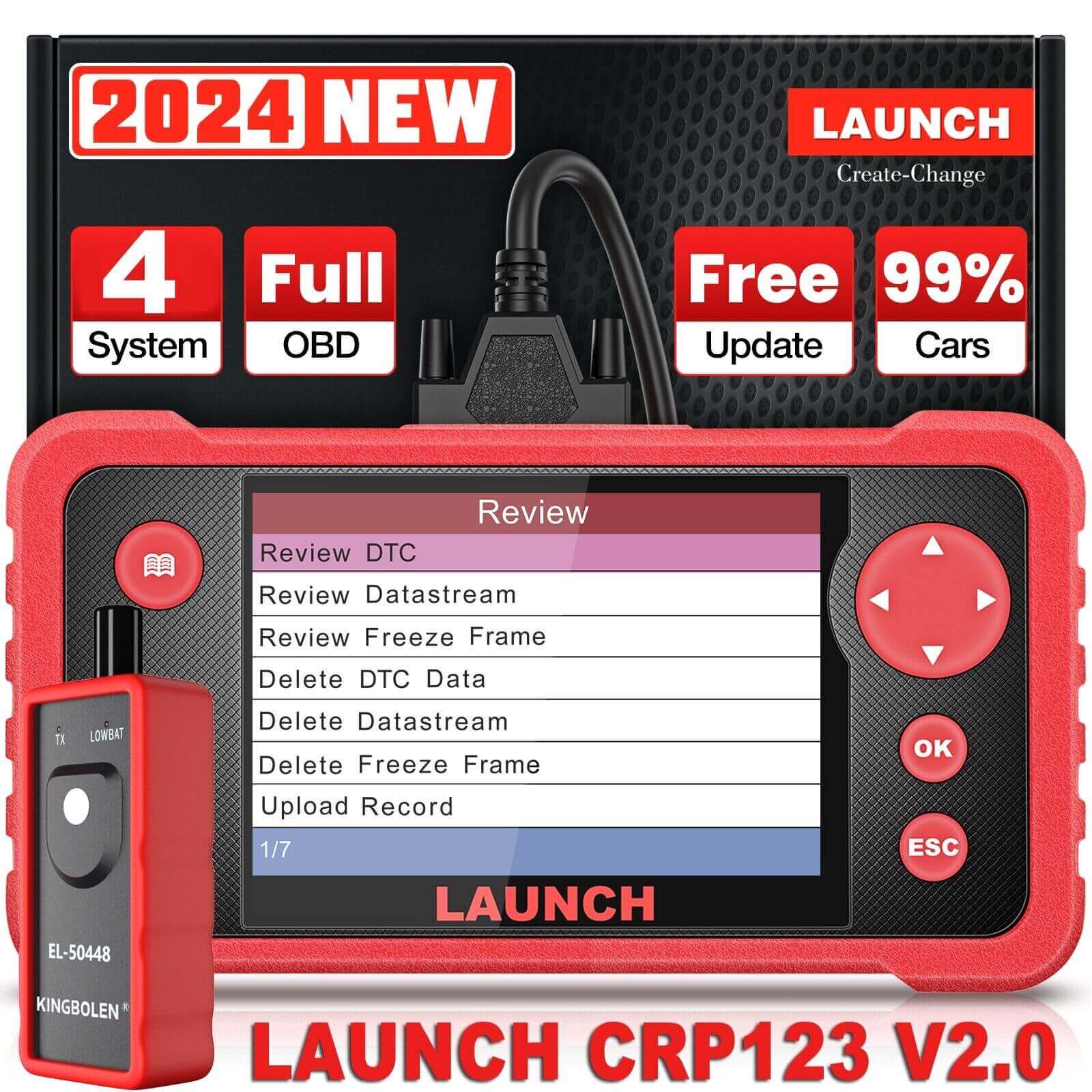 2025 LAUNCH CRP123 V2.0 Elite OBD2 Scanner - Professional Car Diagnostic Tool for Engine, ABS, SRS & Transmission | Airbag Code Reader with Oil Reset, Throttle Relearn & SAS Calibration | Lifetime Free Updates | Perfect for Mechanics & DIY Auto Repair