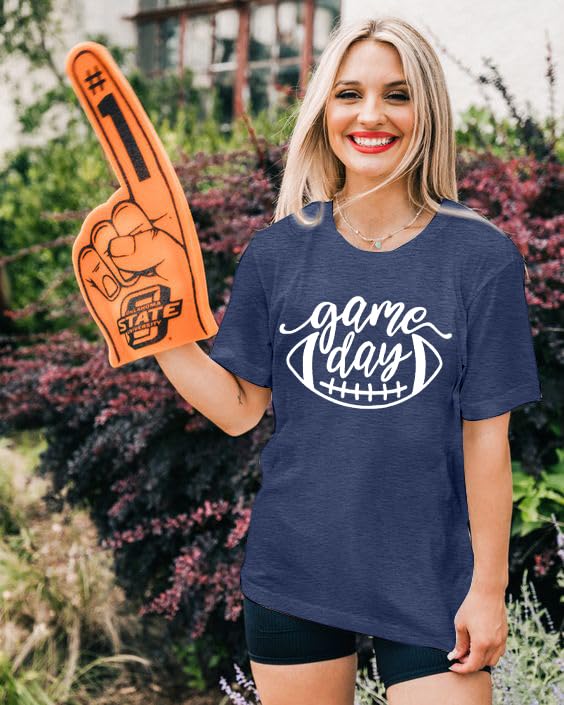 Women's Cute Football Graphic Tee - Funny Game Day T-Shirt for Women - Casual Short Sleeve Top - Perfect for NFL Sundays, Tailgating & Football Parties