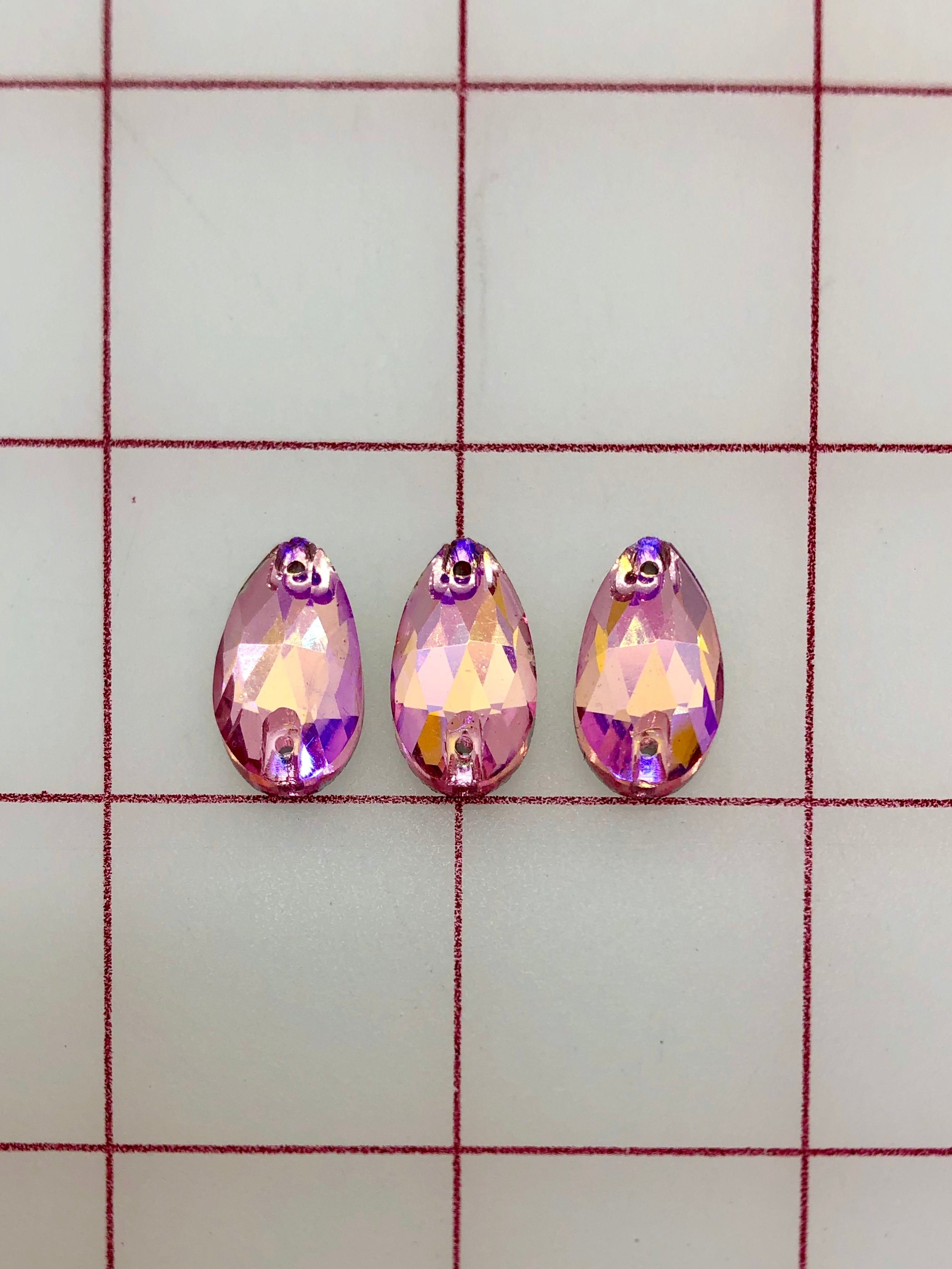 10x18mm Czech Bright Cut Light Rose AB Pear Shape Rhinestones for Sewing - Perfect for DIY Clothing, Costumes, and Accessories