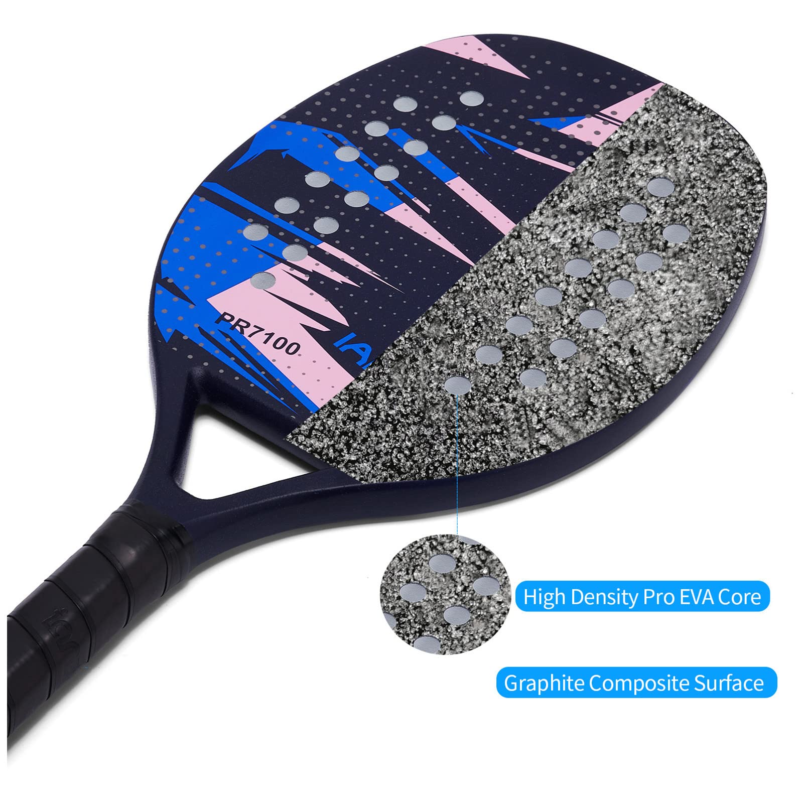Premium Carbon Fiber Beach Tennis Paddle with EVA Memory Foam Core - Lightweight & Durable Racket for Outdoor Beach Games, Backyard Fun & Water Sports