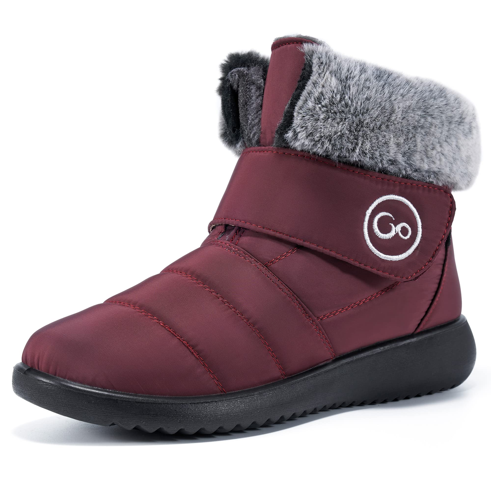 Reimferce Women's Winter Snow Boots - Waterproof Slip-On Booties with Hook & Loop, Fur Lined for Warmth & Comfort - Anti-Slip Sole for Safety | Perfect for Snowy Days, Outdoor Activities & Cold Weather Fashion