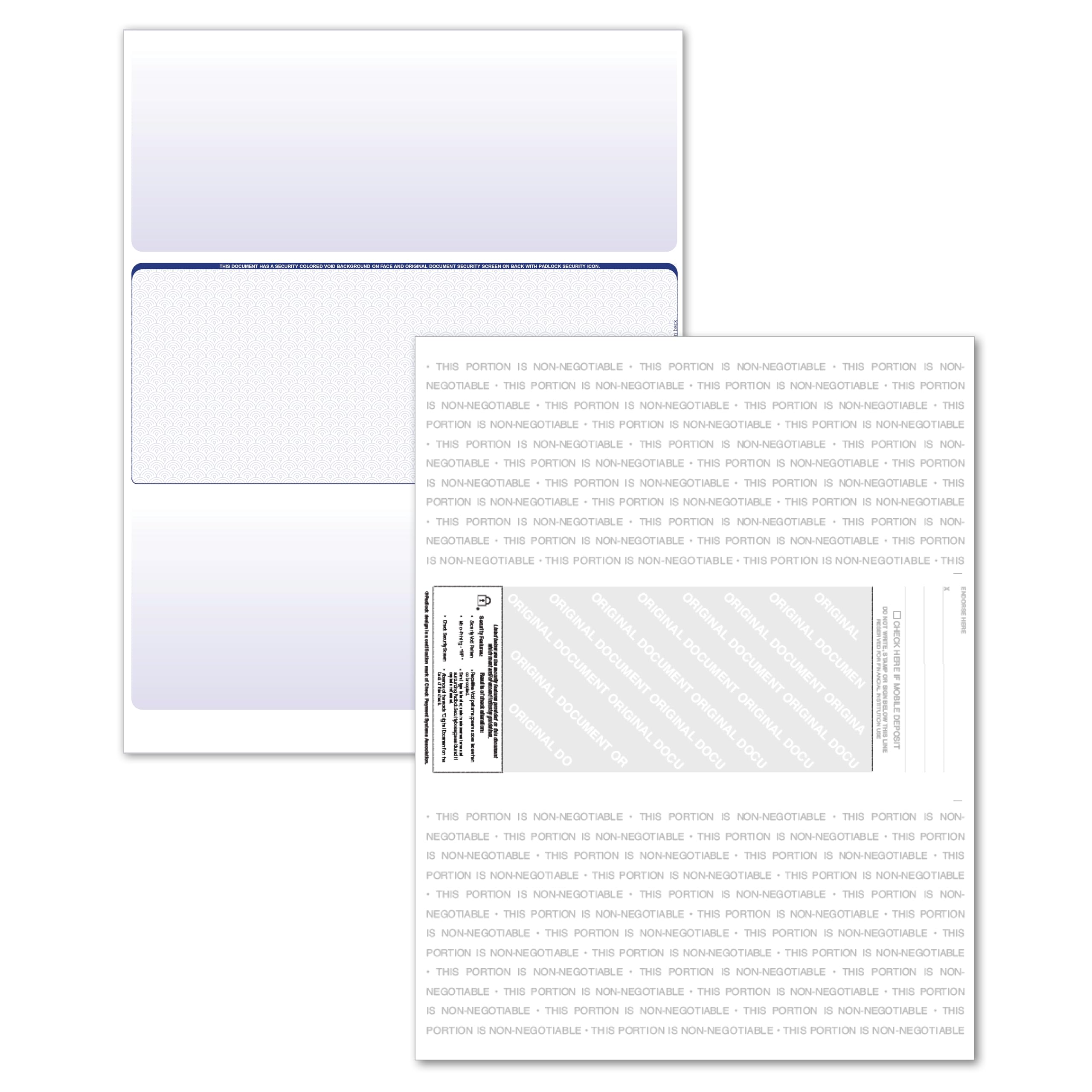 500 Blank Laser/Computer Checks - Middle Style with Blue Safety Features for Secure Business & Personal Banking Transactions - Perfect for QuickBooks, Payroll & Bill Payments