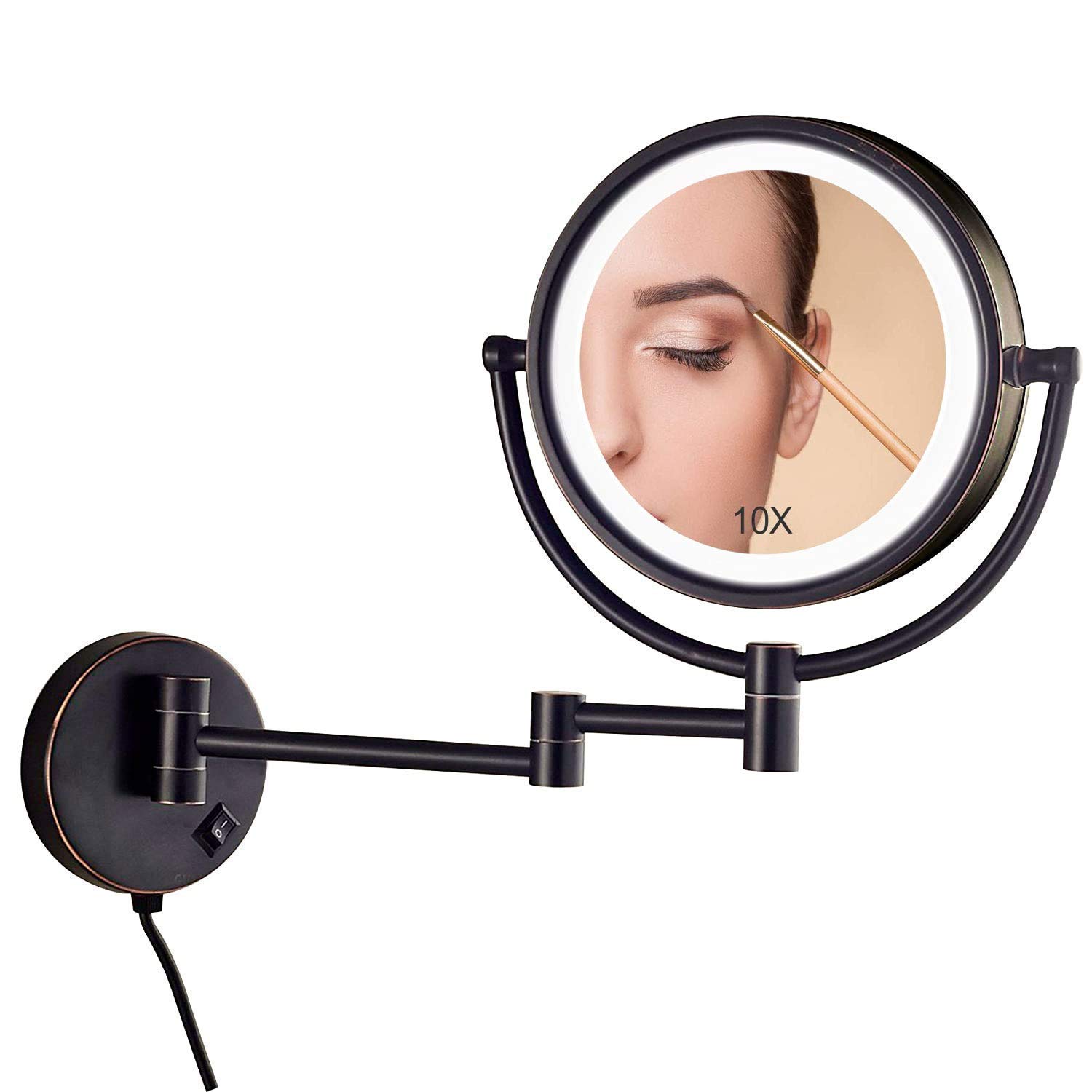 JYCCH Wall Mounted Makeup Mirror with 360° Rotation - Adjustable Vanity Mirror for Bedroom, Bathroom & Dressing Table | Perfect for Makeup Application, Skincare Routine & Hair Styling