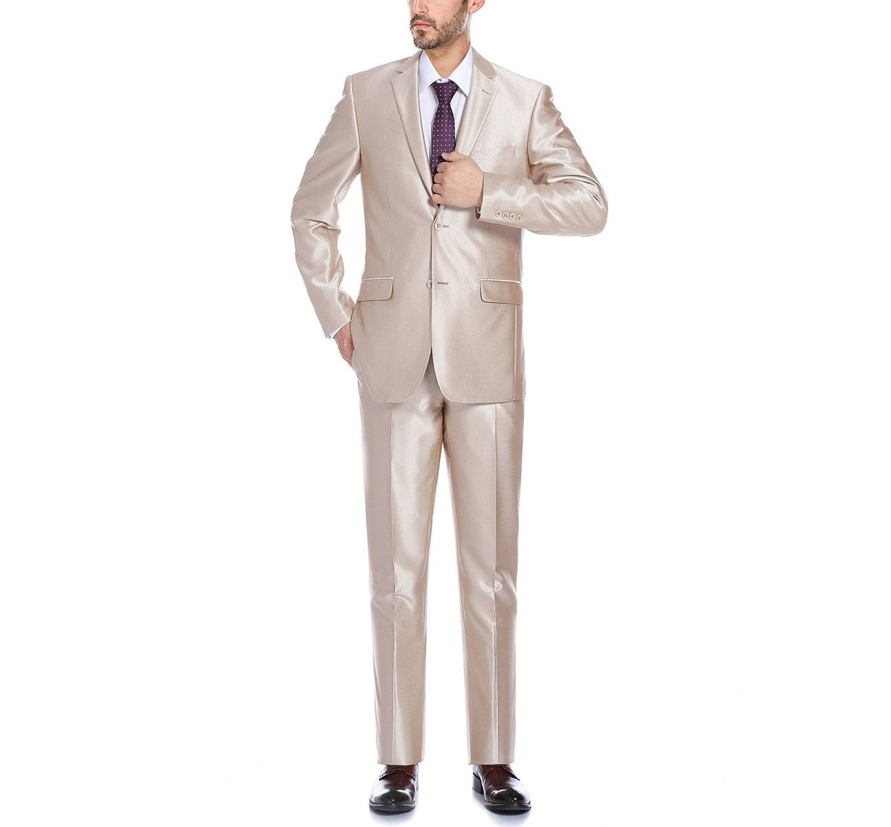 Alessandro Vitello by Renoir Sharkskin Slim Fit Italian Two-Piece Suit for Men | Premium Business Attire & Formal Occasions | Wedding, Office & Special Events