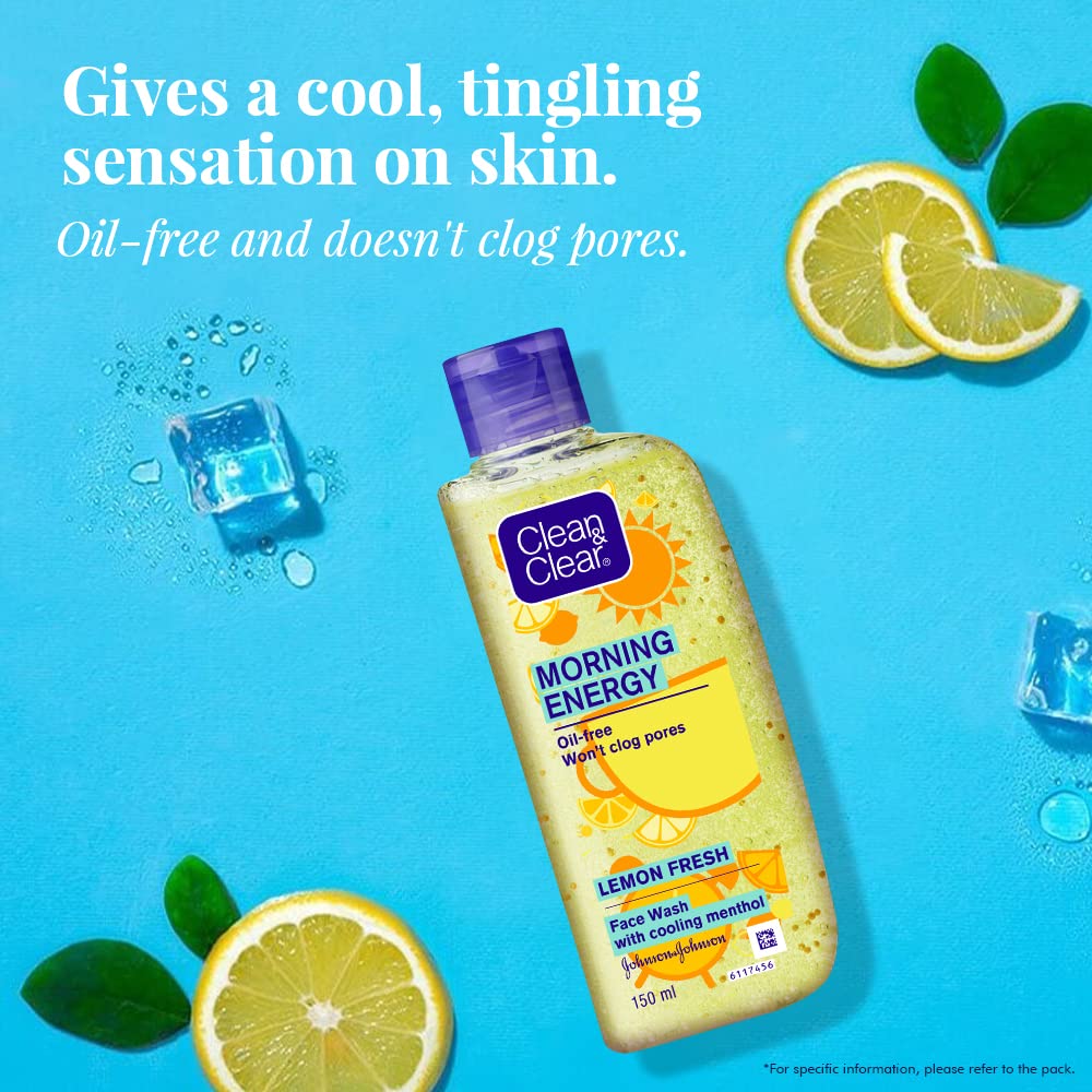 Clean & Clear Morning Energy Lemon Fresh Facial Cleanser - 100ml for Oily & Acne-Prone Skin | Refreshing Morning Skincare Routine