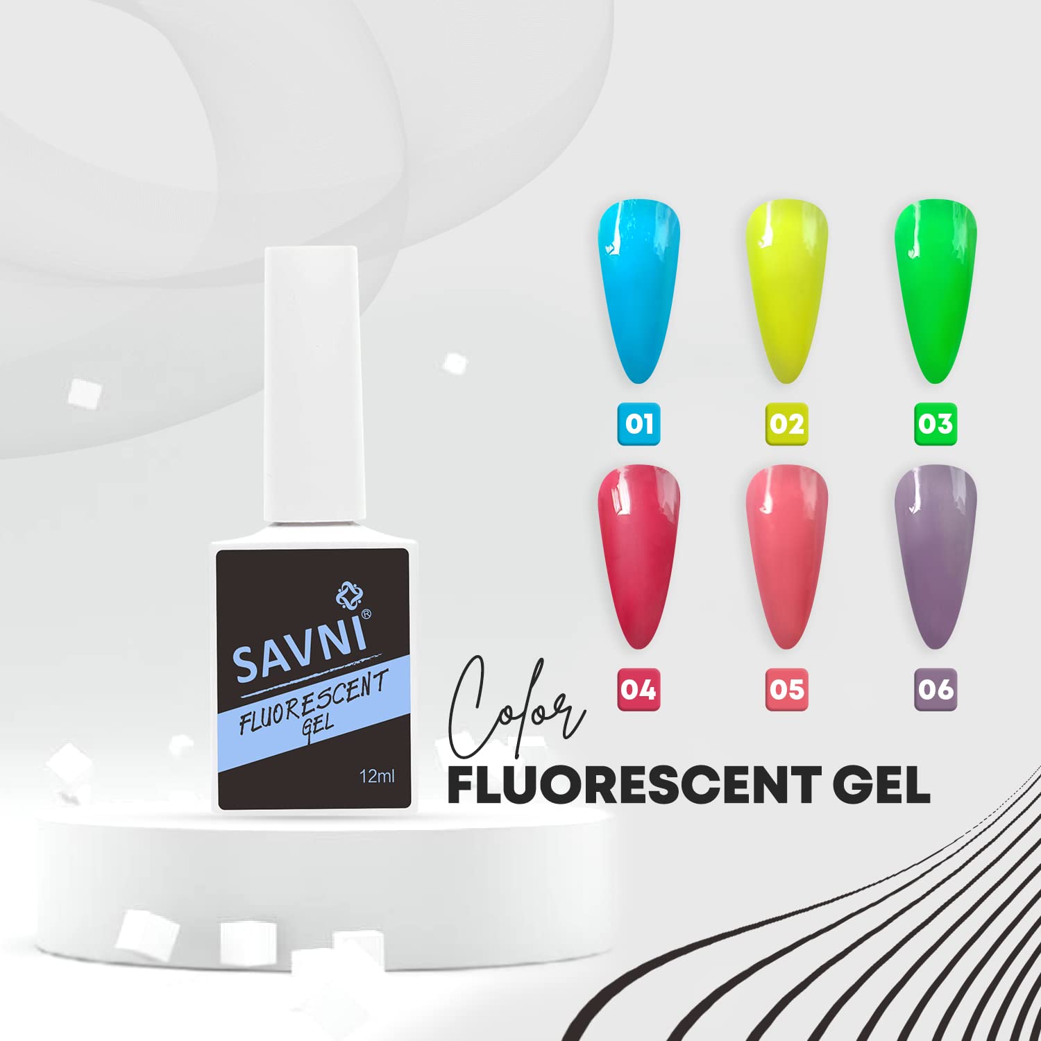 Savni Professional UV/LED Gel Nail Polish Set - 12ml Sky Blue Fluorescent Nail Gel for Long-Lasting Manicure | Perfect for Salon, Home Use & Special Occasions