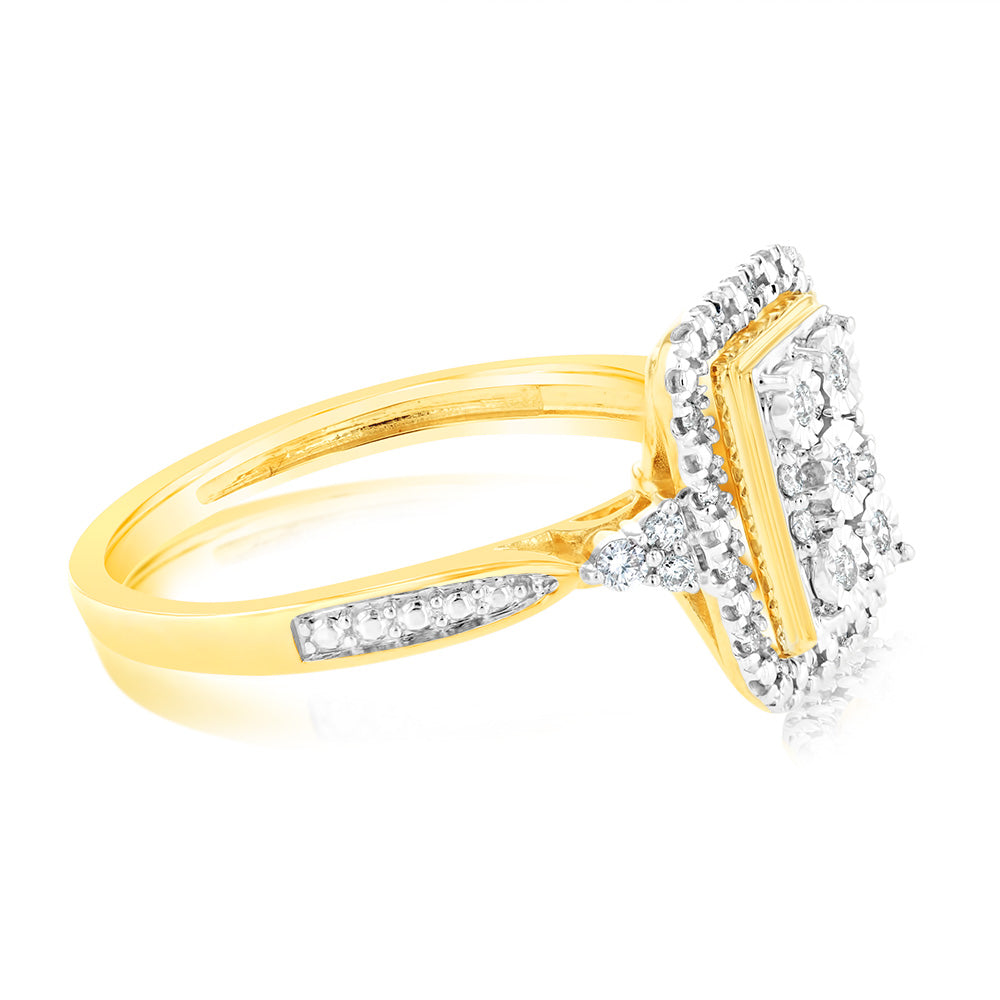 9ct Yellow Gold 1/6 Carat Diamond Ring for Women - Elegant Solitaire Engagement & Wedding Band - Perfect for Proposals, Anniversaries & Special Occasions