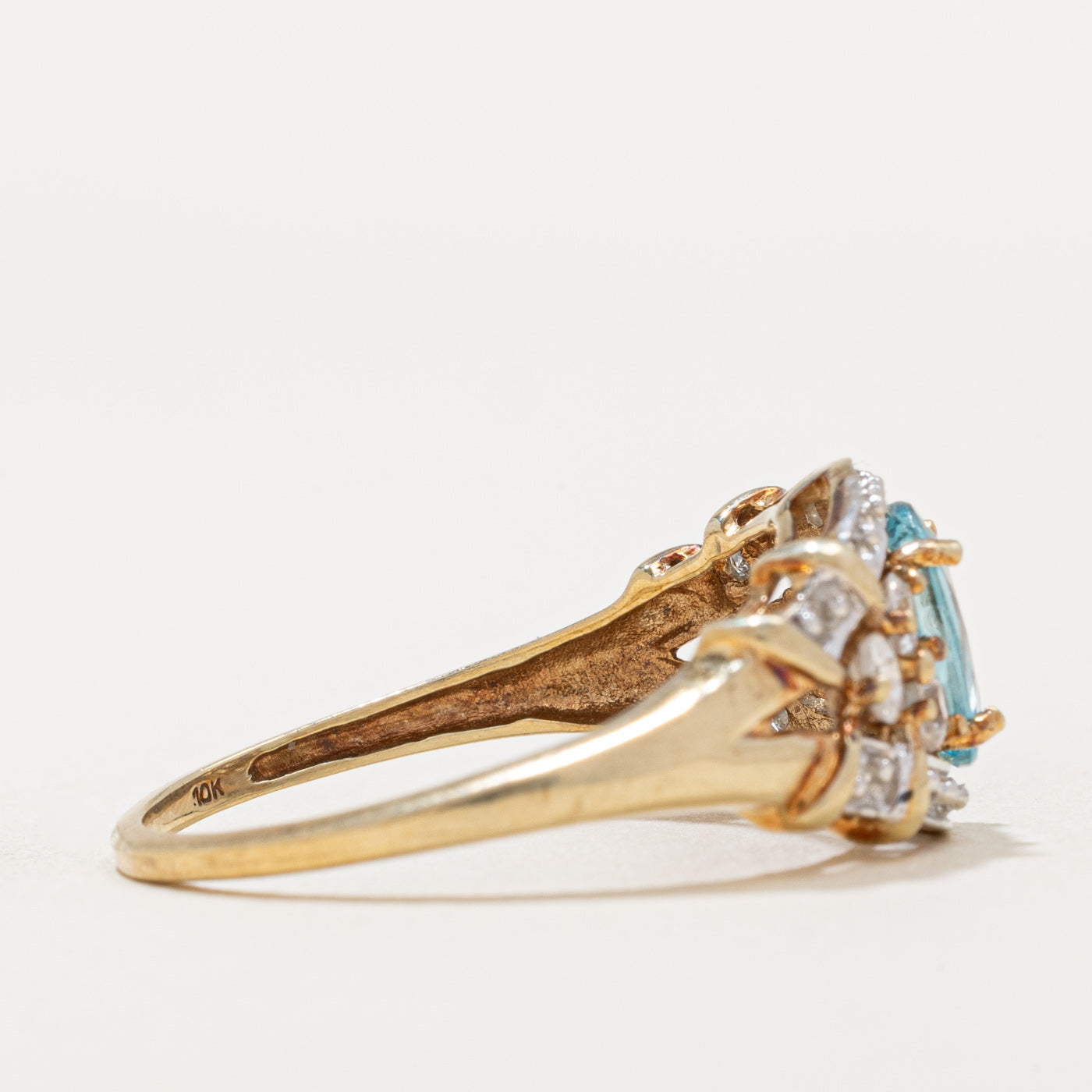Exquisite 1.40ctw Topaz & 0.04ctw Diamond Tapered Ring - Size 10.25 - Elegant Wedding, Anniversary & Evening Party Jewelry Gift for Women