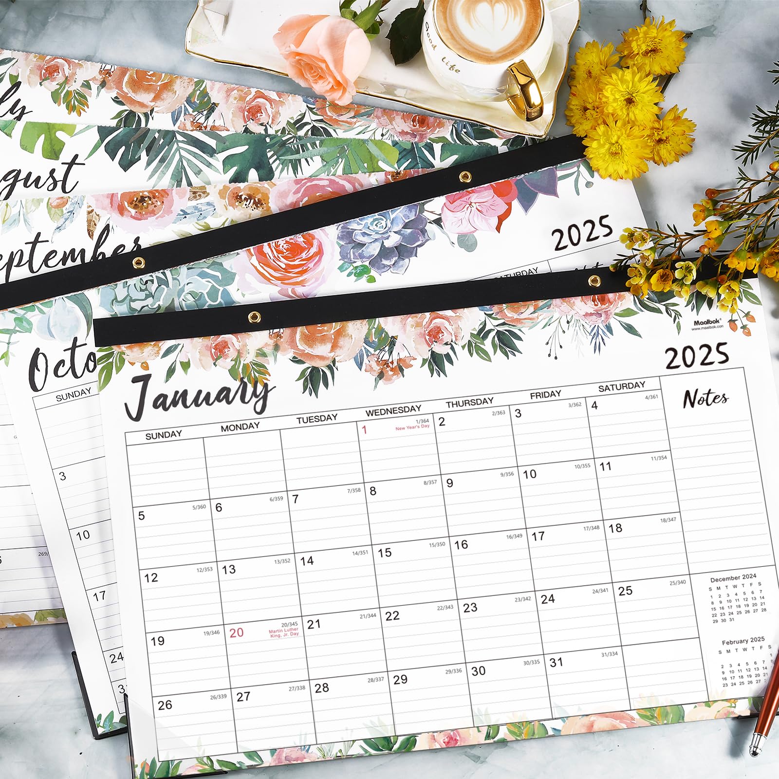 2025 Desk Calendar - Jan 2025 to Dec 2025 | 12-Month Large Monthly Planner | 17
