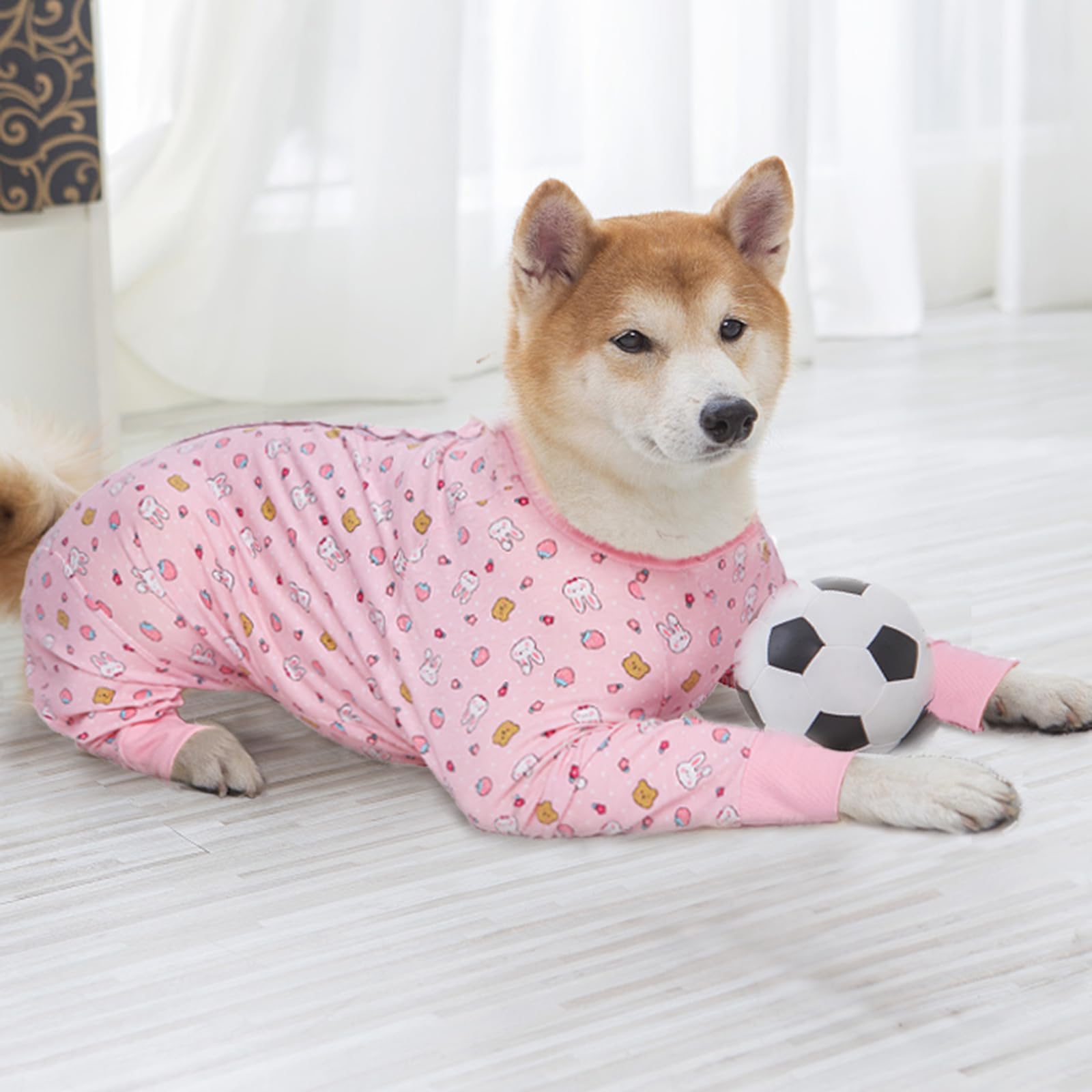 Post-Surgery Recovery Suit for Large & Medium Dogs - Soft, Breathable Anti-Licking Dog Onesie | E-Collar & Cone Alternative | Full Body Pet Bodysuit for Wound Protection & Hair Loss Prevention (2XL, Pink Bunny) | Ideal for Post-Op Care, Spay/Neuter Recovery & Skin Protection