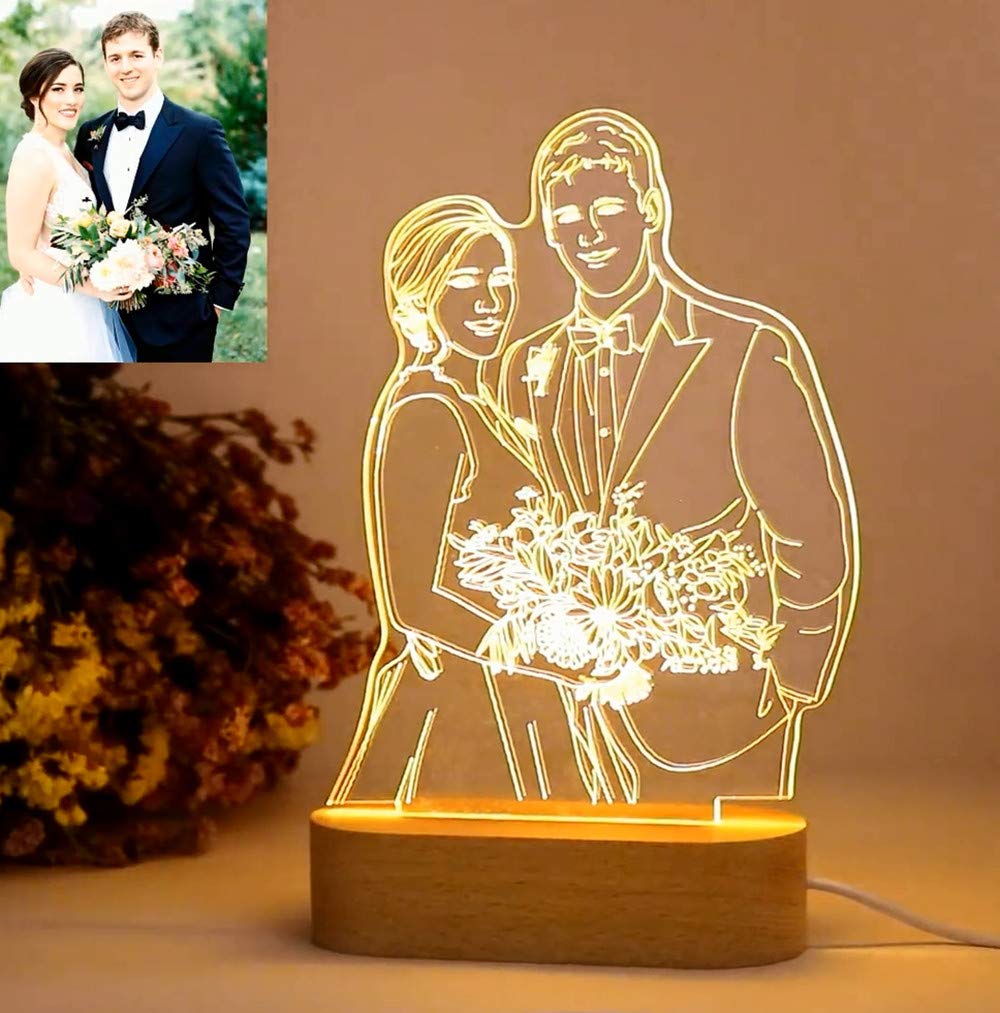 Custom 3D Photo Lamp - Personalized Engraved Gift for Wedding, Anniversary, Birthday | Home Decor