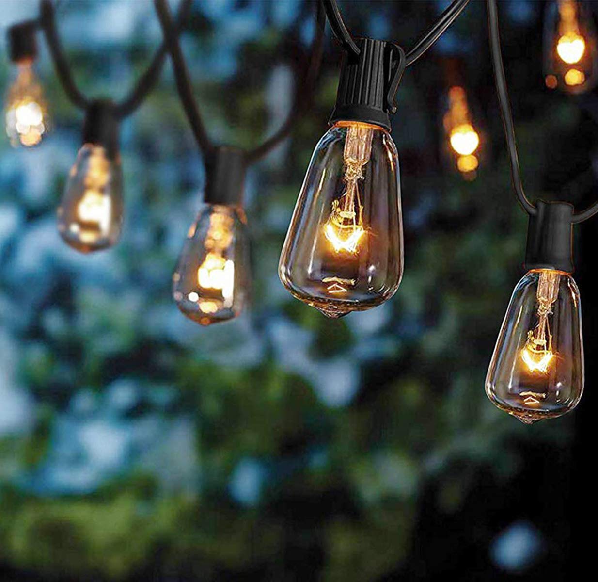 Couah 10Ft Outdoor Patio String Lights with Edison Bulbs - Waterproof Hanging Lights for Garden, Porch, Backyard, Deck & Party Decor (Includes 1 Extra Bulb, Black) - Perfect for Weddings, BBQ Nights & Outdoor Gatherings