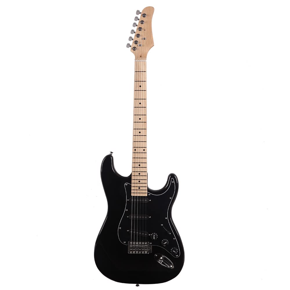 Premium Electric Guitar Kit with Black Pickguard, 10W Amplifier, Gig Bag, Picks & Accessories - Complete Starter Set for Beginners & Professionals | Perfect for Home Practice, Studio Recording & Live Performances (Black)
