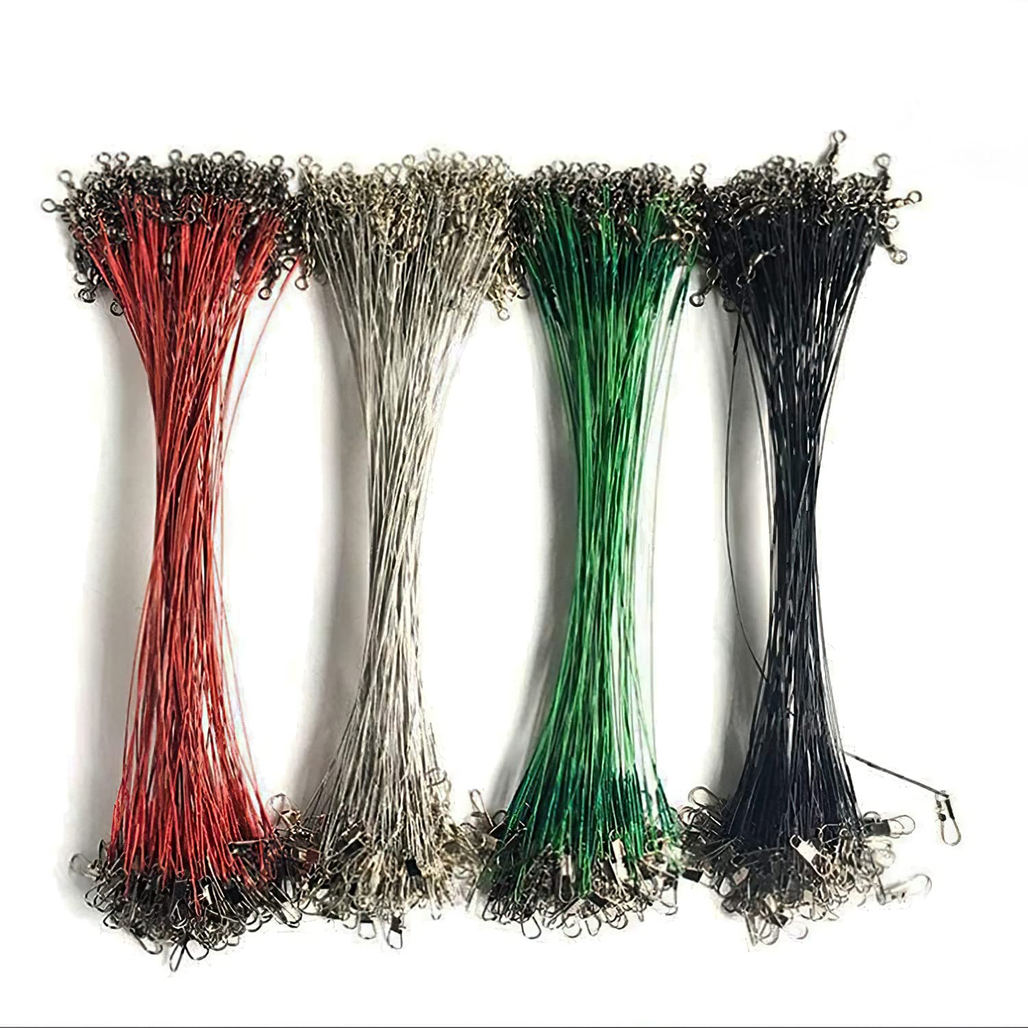 50pcs Nylon-Coated Fishing Wire Leaders with Swivels & Snaps - Stainless Steel Fishing Tackle for Saltwater & Freshwater - Perfect for Bass, Trout, and Saltwater Game Fish