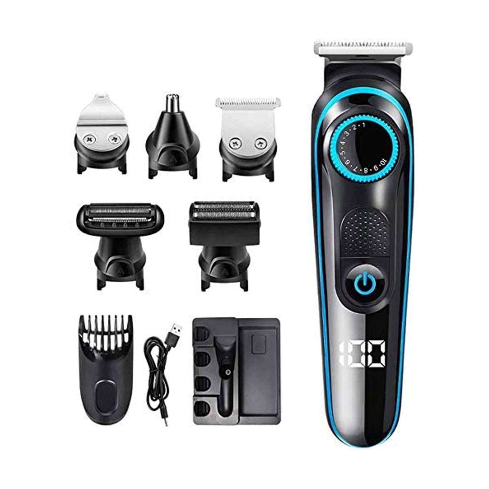 6-in-1 Rechargeable Electric Razor for Men - IPX7 Waterproof Wet/Dry Shaver with Precision Trimmer & Hair Clippers - Easy Clean Design for Travel, Gym & Daily Grooming