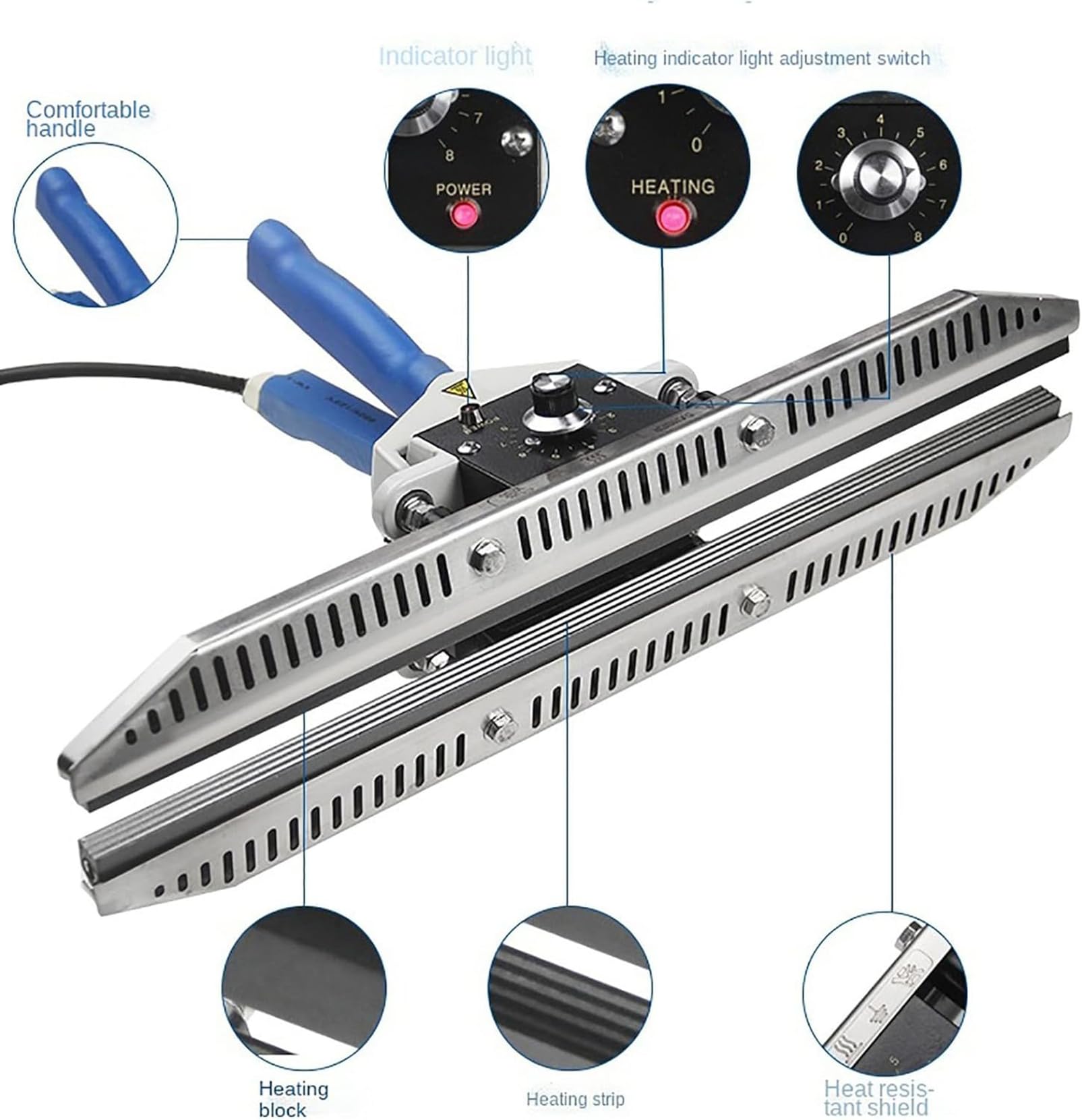 Portable Heat Crimper Sealer Machine with 0-350℃ Adjustable Temperature - 400mm Bag Sealing Tool for Mylar, Foil, Cellophane & Kraft Paper Bags - Perfect for Food Packaging, Coffee Beans, Snacks & DIY Crafts
