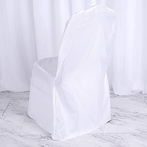 50-Pack White Polyester Banquet Chair Covers - Elegant Wedding, Party & Reception Decor - Washable Dining Chair Slipcovers for Events, Ceremonies & Home Decor