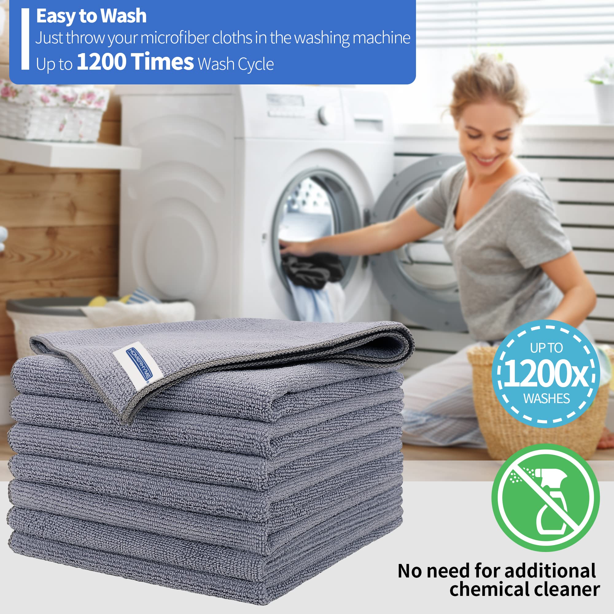 Premium Microfiber Cleaning Cloth 8-Pack, 12.6x12.6