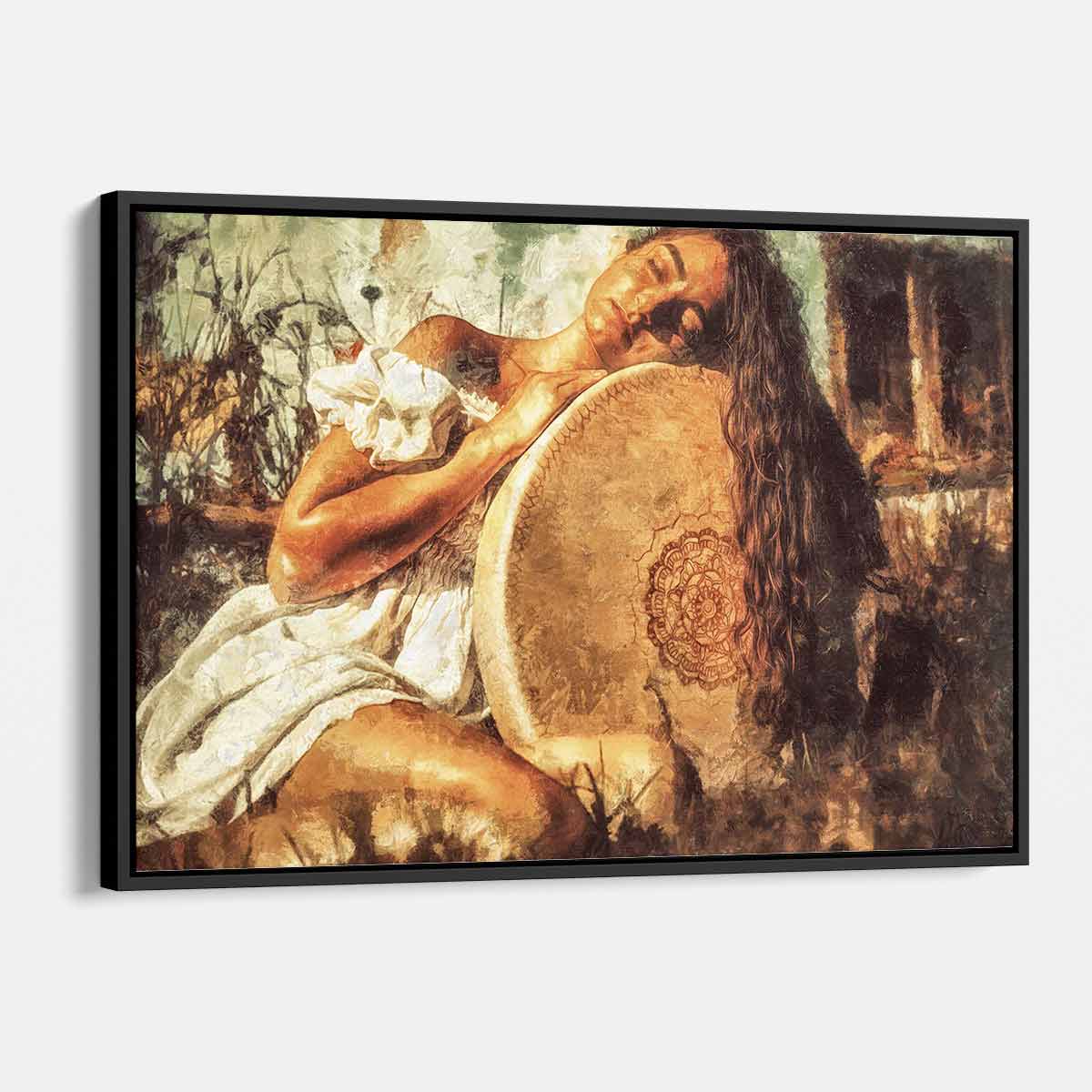 Brown Shamanic Woman Wall Art Canvas Print - Spiritual Home Decor for Living Room, Bedroom & Meditation Space | Premium 4206 Artwork