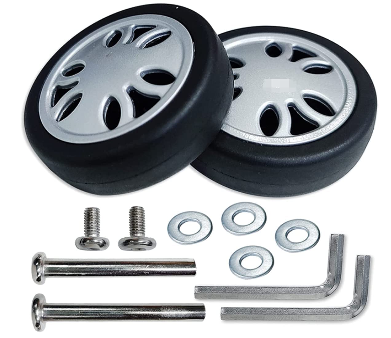 4PCS 50x15mm Black Silent Swivel Caster Wheels for Luggage Suitcase Repair - Durable Rubber Replacement Wheels with Bearings - Perfect for Travel, Business Trips & Suitcase Maintenance