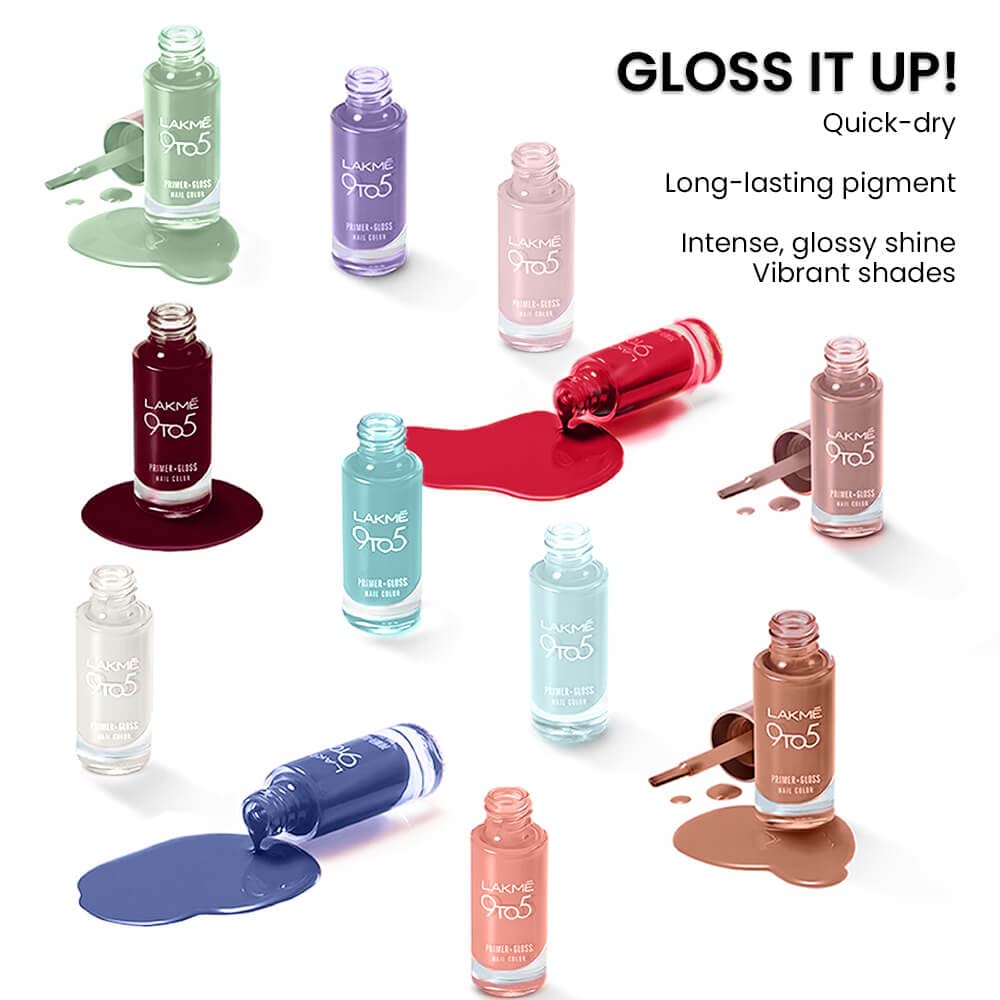 LAKMÉ 9To5 P+G Glossy Finish Nail Polish in Peach - 6ml Long-Lasting Nail Candy for Work & Everyday Wear | Perfect for Office, Parties & Special Occasions