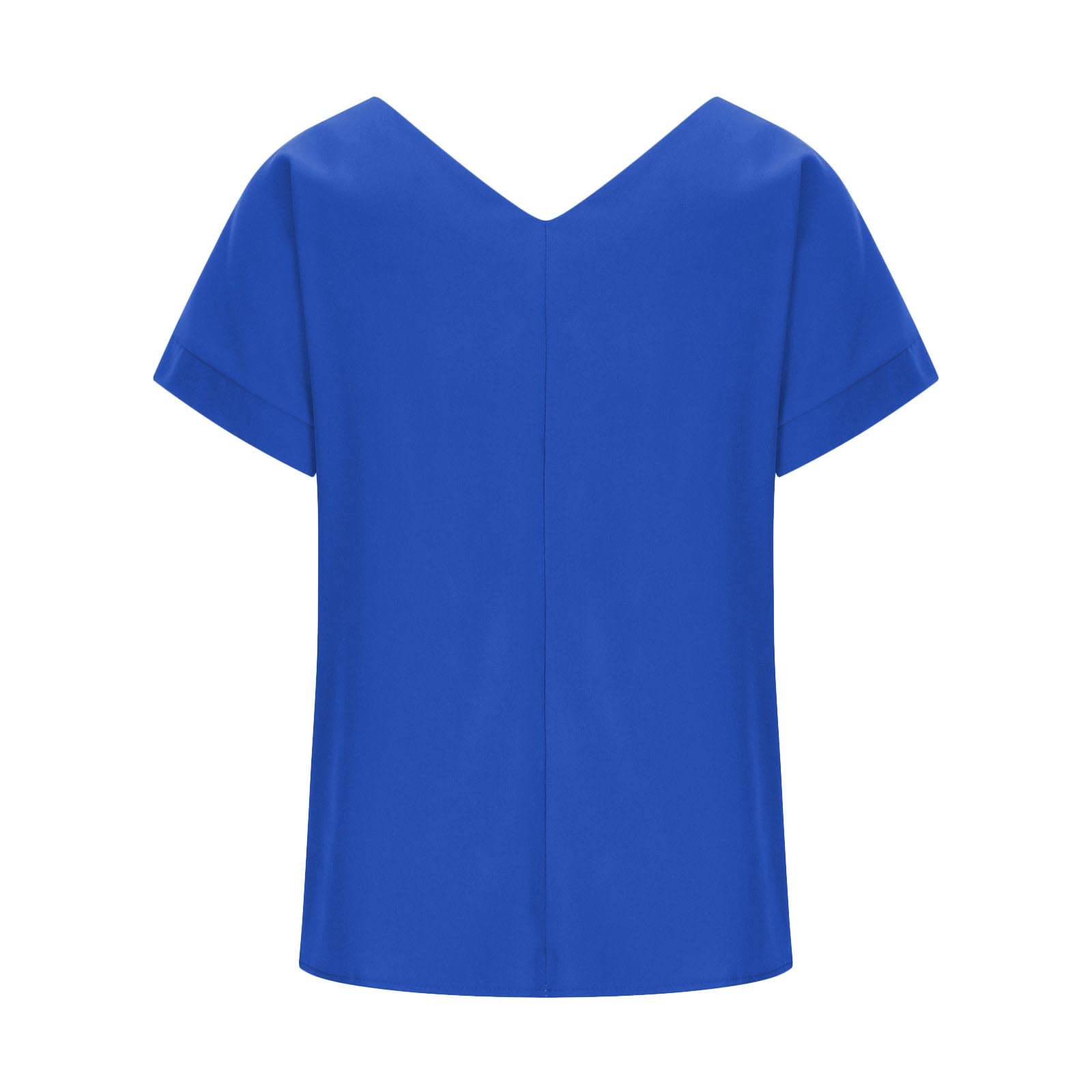 Women's Summer T-Shirts - Short Sleeve V-Neck Casual Blouse, Sexy Loose Fit Solid Color Tee Tops | Perfect for Beach Outings, Date Nights & Everyday Wear