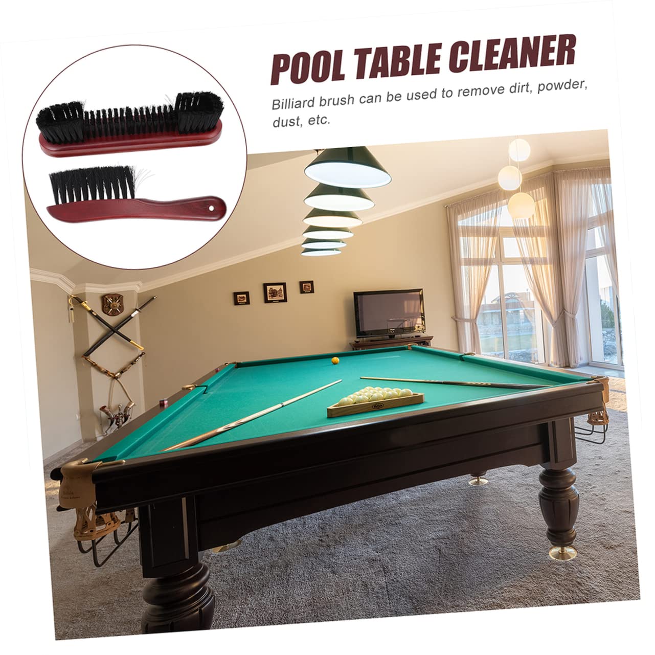 Premium Horsehair Pool Table Brush Set - 2-Piece Wooden Broom & Cleaning Tool for Billiard Accessories | Ideal for Home Game Rooms, Bars, and Professional Pool Halls