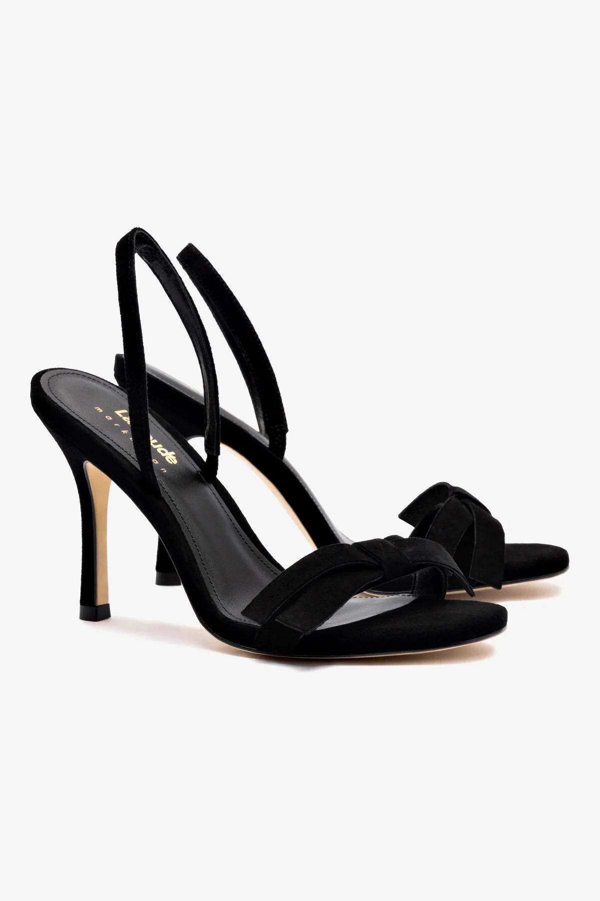Larroudé x Markarian Black Suede Sandals for Women | Elegant & Comfortable Summer Shoes | Perfect for Weddings, Parties & Casual Outings