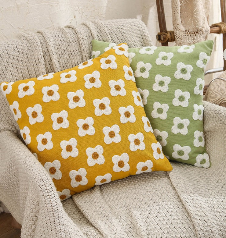 Daisy Embroidered Lumbar Pillow Cover - Bohemian Home Decor for Sofa, Bed & Nursery - Perfect for Living Room, Bedroom & Nursery Decor