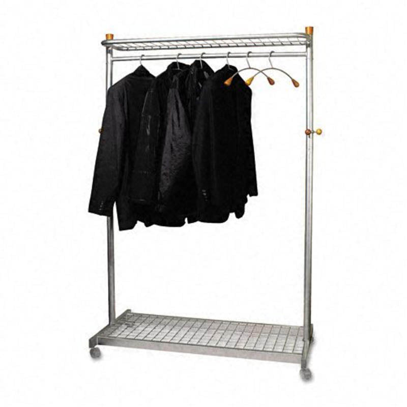 Double Sided Garment Rack with 2 Shelves & 6 Hangers - Heavy Duty Clothes Organizer for Bedroom, Closet, or Laundry Room Storage