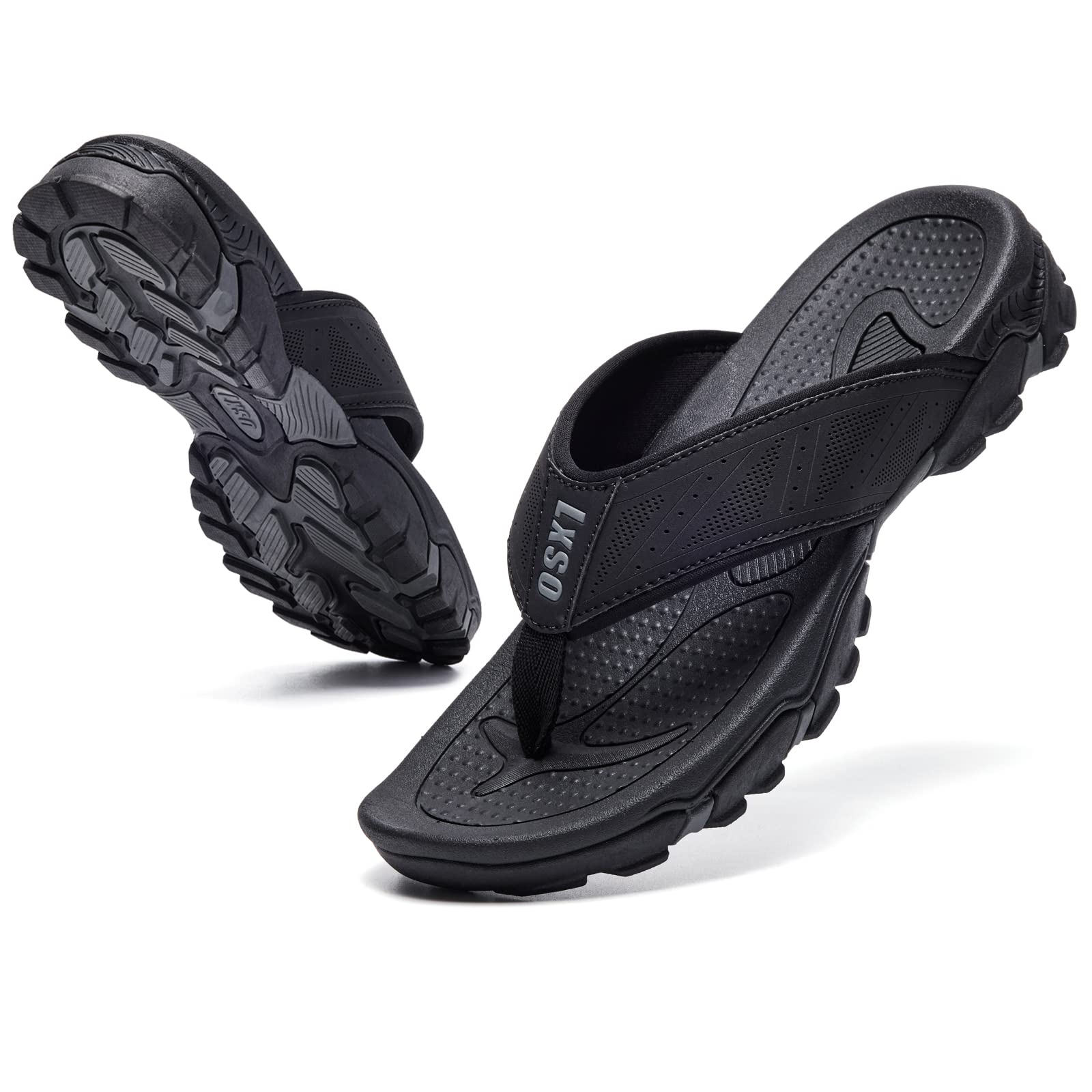 **Men's Comfortable Flip Flops with Arch Support - Water Resistant Beach Sandals & Shower Shoes for Pool, Travel, and Relaxation**