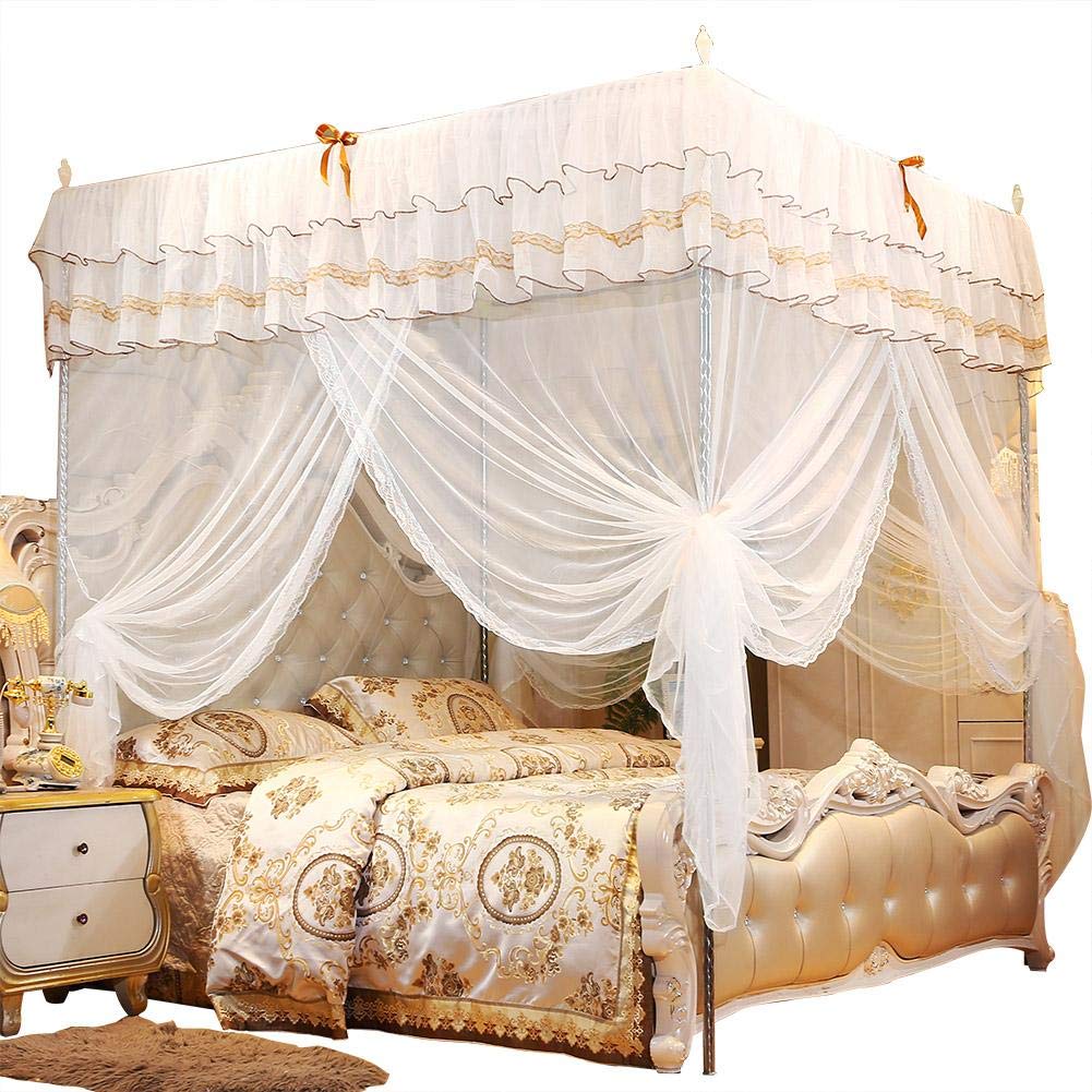 Luxury Princess 4-Poster Bed Canopy with Netting - 150x200x200cm Elegant Bed Curtain for Girls' Room Decor | Perfect for Kids Bedroom, Nursery, and Fantasy Themed Sleepovers