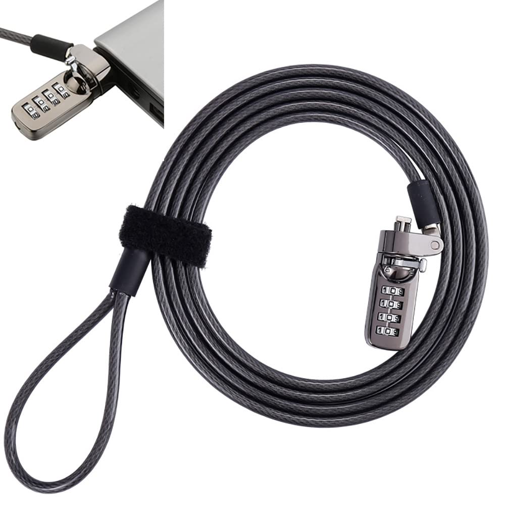 Universal Laptop Lock with 4-Digit Combination - Anti-Theft Security Cable for Notebooks, Desktops, Projectors & LCD Screens | Perfect for Office, School, Travel & Public Spaces