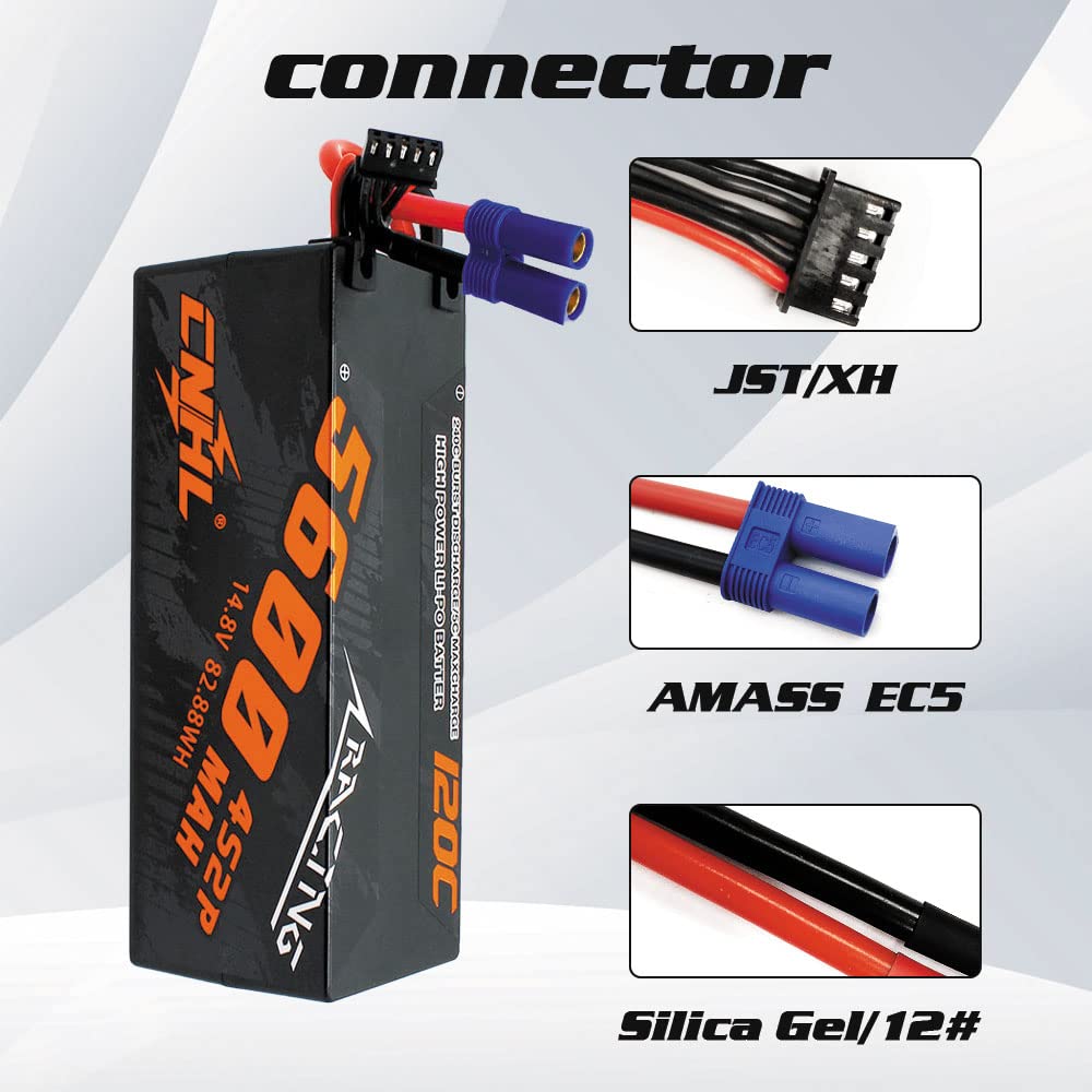 CNHL 4S Lipo Battery 5600mAh 14.8V 120C Hard Case with EC5 Connector - High Performance RC Battery for Cars, Boats, Trucks, Buggies, Truggies & Crawlers (2 Pack) - Perfect for Racing, Off-Roading & RC Hobby Enthusiasts