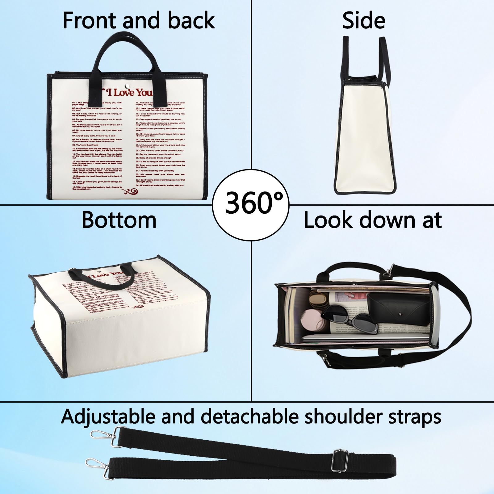 BWWKTOP Singer Album Inspired Canvas Tote Bag - Song Lyrics Print Shoulder Bag for Women - Perfect Concert Gift & Music Fan Accessory for Daily Use, Shopping & Travel