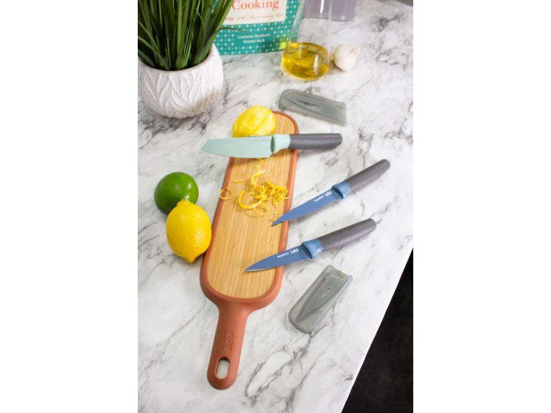 BergHOFF Leo 4-Piece Stainless Steel Knife Set with Cutting Board - Premium Kitchen Cutlery for Slicing, Dicing & Chopping - Perfect for Home Chefs & Cooking Enthusiasts
