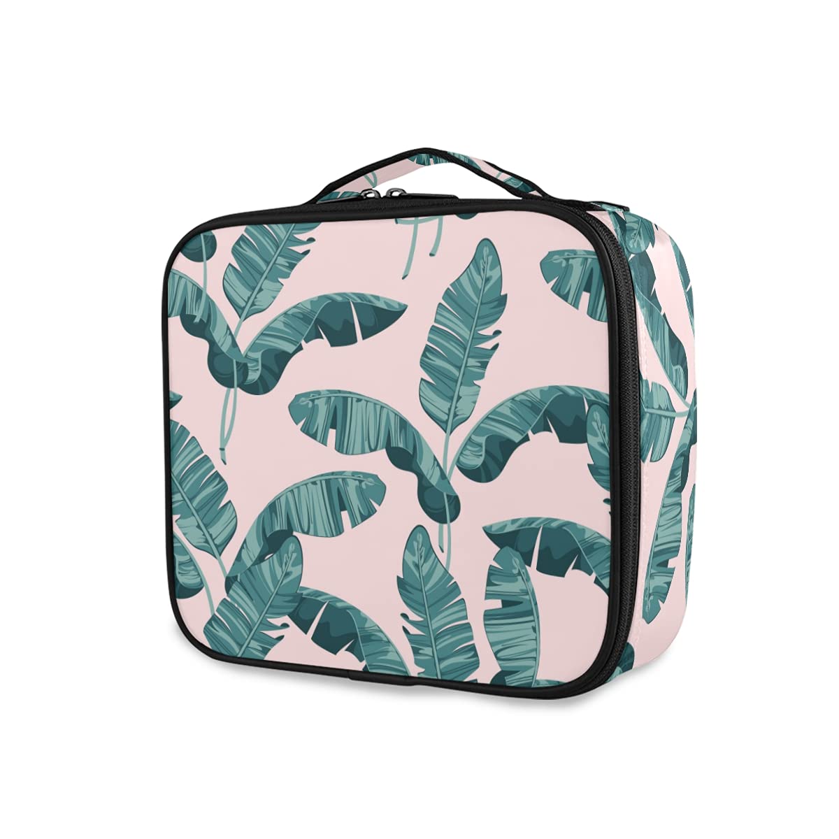 Exotic Palm Banana Leaves Travel Makeup Case - Large Cosmetic Bag Organizer for Women | Perfect for Vacation, Beach Trips & Daily Makeup Storage
