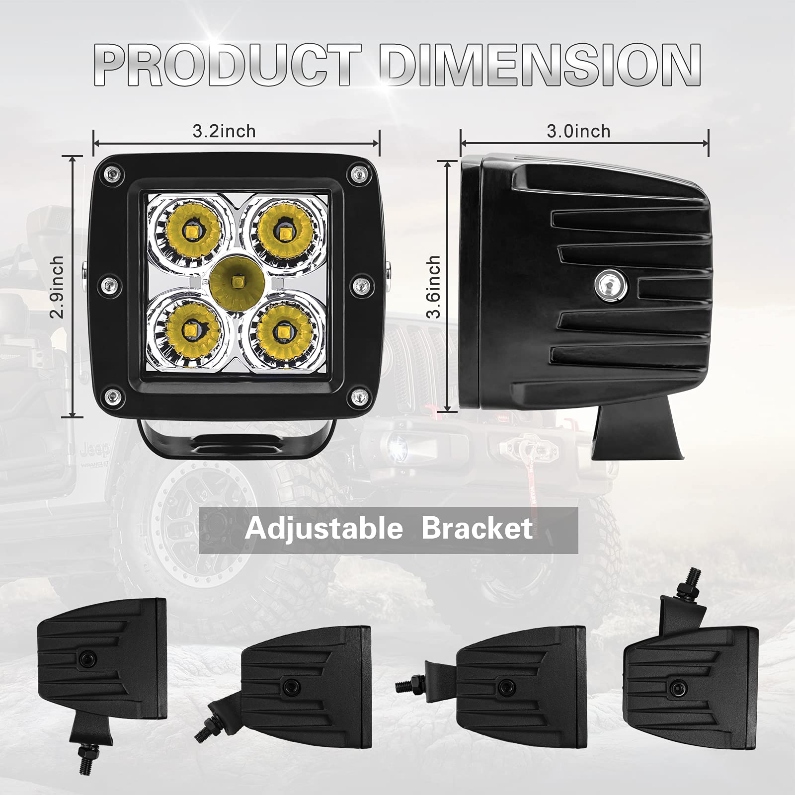 100W 3 Inch LED Cube Pods - 10,000LM Combo Beam Driving Lights for Trucks, ATV, UTV, Motorcycle & Off-Road Vehicles | Waterproof Fog Lights & Work Lights for Bumper, Pickup, Boat & 4WD Adventures