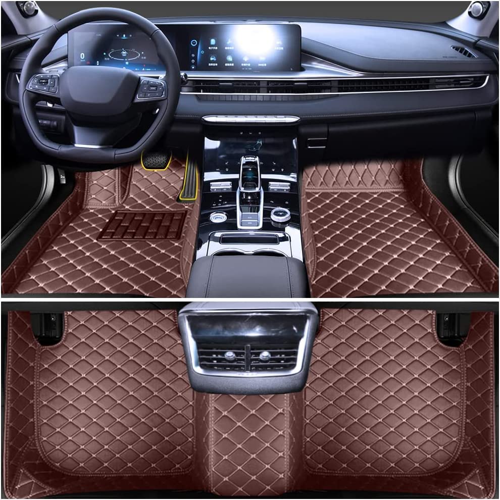 Premium Custom Fit Car Floor Mats for Mini Cooper 2-Door 2014-2018 - Waterproof Leather Luxury Floor Liners with Non-Slip Design, Full Coverage Protection (Coffee Brown) - Perfect for Daily Commuting, Road Trips & All-Weather Protection