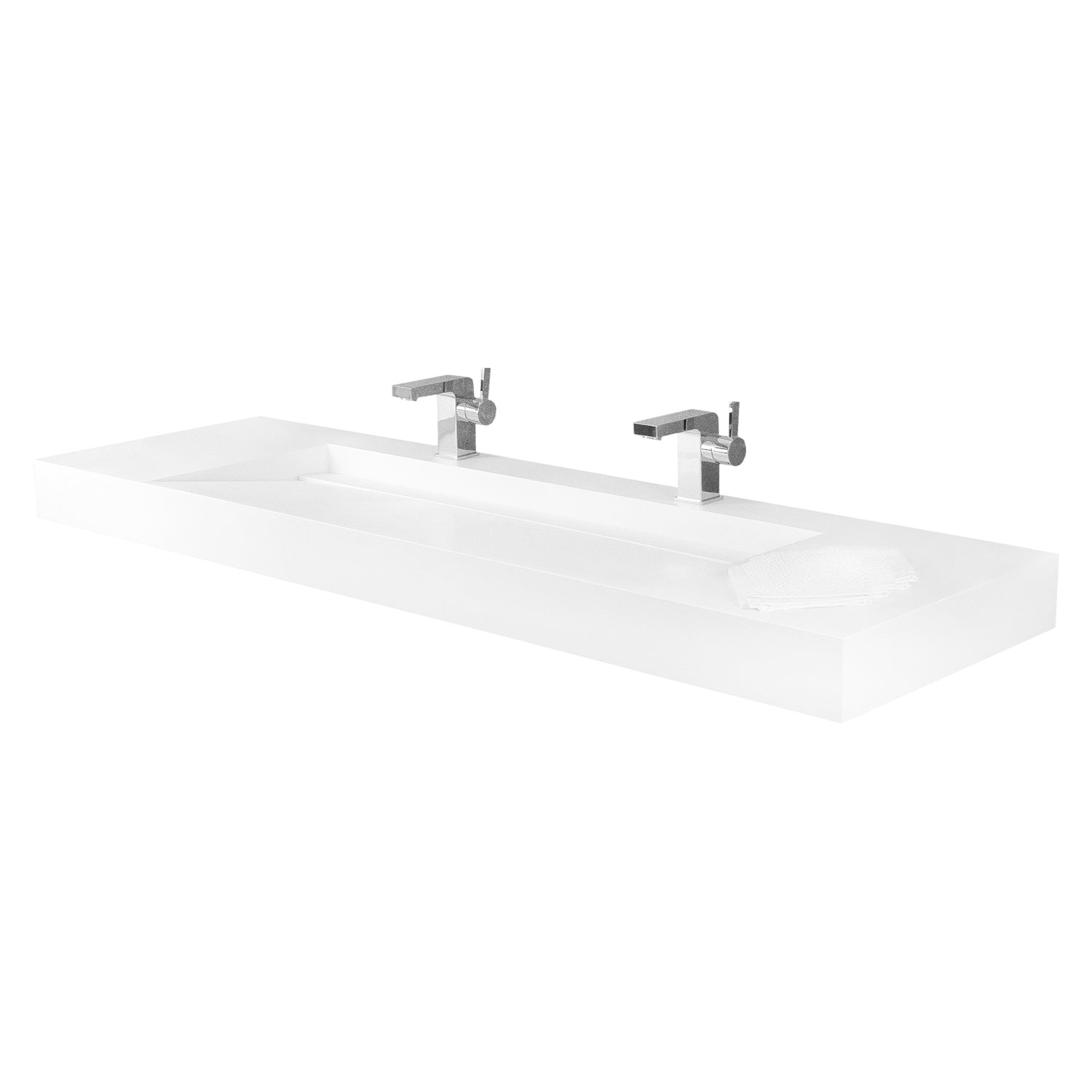 DAX White Matte Rectangle Double Bowl Bathroom Sink - 62.8
