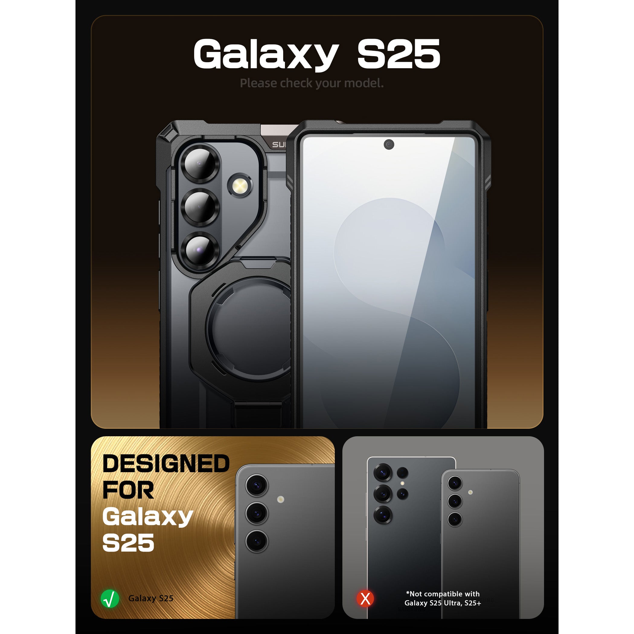 Samsung Galaxy S25 Ultra Black Magsafe Phone Case - Compatible with Wireless Charging, Secure Grip & Shockproof Protection - Perfect for Work, Travel & Outdoor Activities