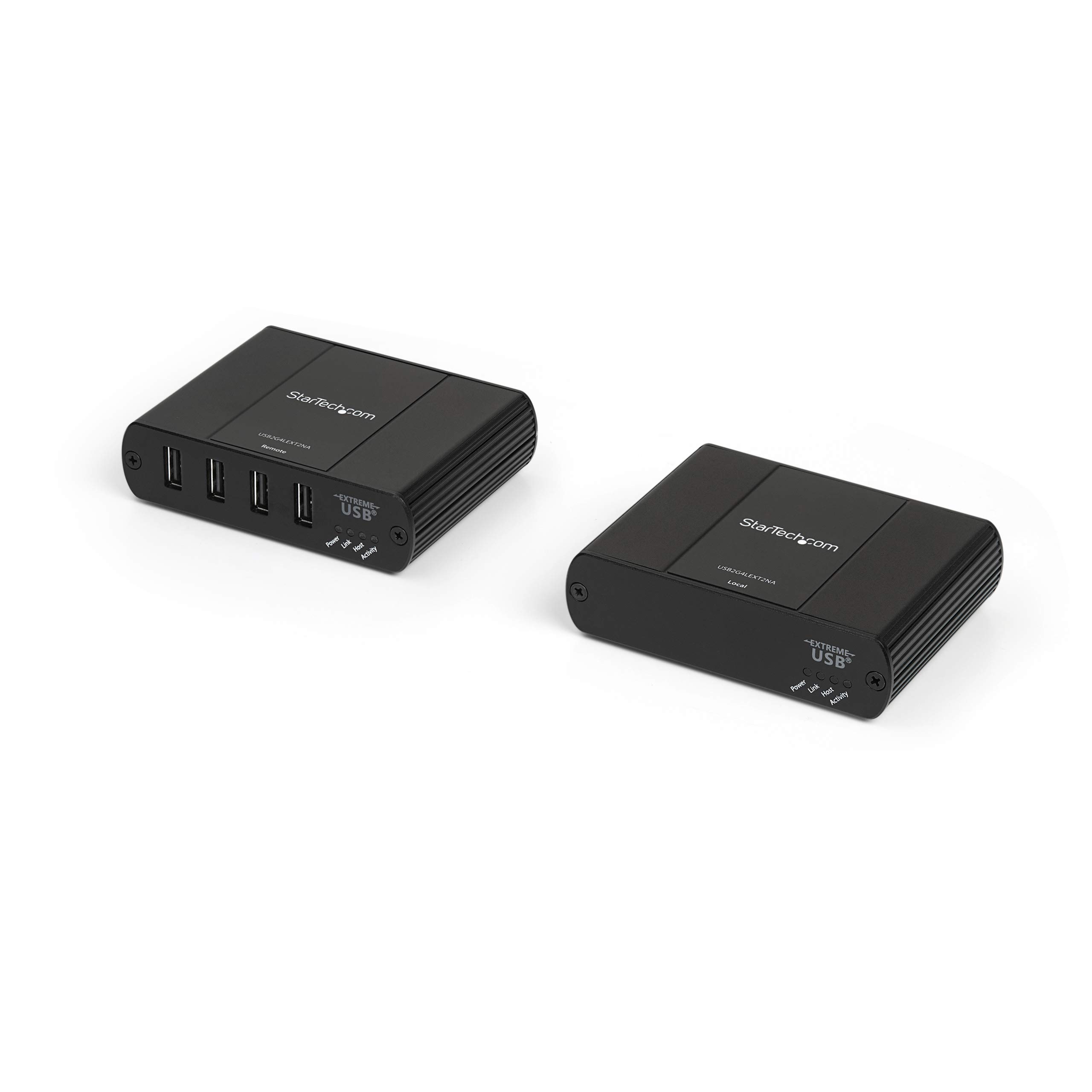 StarTech.com 4 Port USB 2.0 Extender Over Ethernet/IP Network Hub - 330ft (100m) Range - USB Over Gigabit LAN or Direct Cat5e/Cat6 Cable (RJ45) - Ideal for Remote Workstations, Security Cameras & Industrial Automation (USB2G4LEXT2NA)