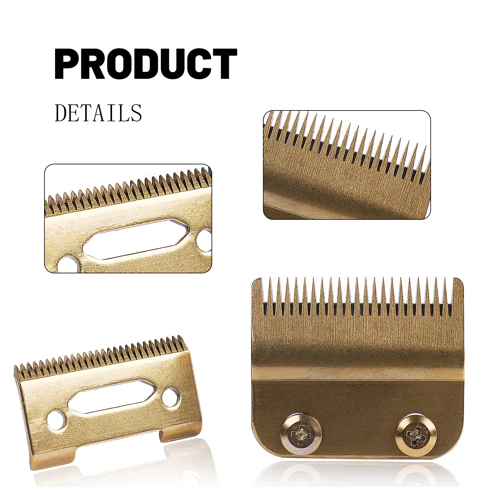 Premium Carbon Steel Adjustable Hair Clipper Blades - Replacement for Wahl 8148, Wahl Senior Cordless & Magic Clippers - 2 Pack (Taper Gold) - Professional Salon & Home Haircut Grooming Tool