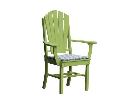 A&L Furniture Adirondack Dining Chair with Arms - Outdoor Patio, Garden, Poolside & Backyard Relaxation - Weather-Resistant Wood Dining Chairs for Comfortable Seating