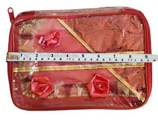 Salvus APP SOLUTIONS Adjustable Makeup Organizer Case for Women - Cosmetic Storage Pouch with Compartments, Jewelry & Accessories Organizer (9x7 Inch, Red) - Perfect for Travel, Home Vanity & Daily Beauty Essentials