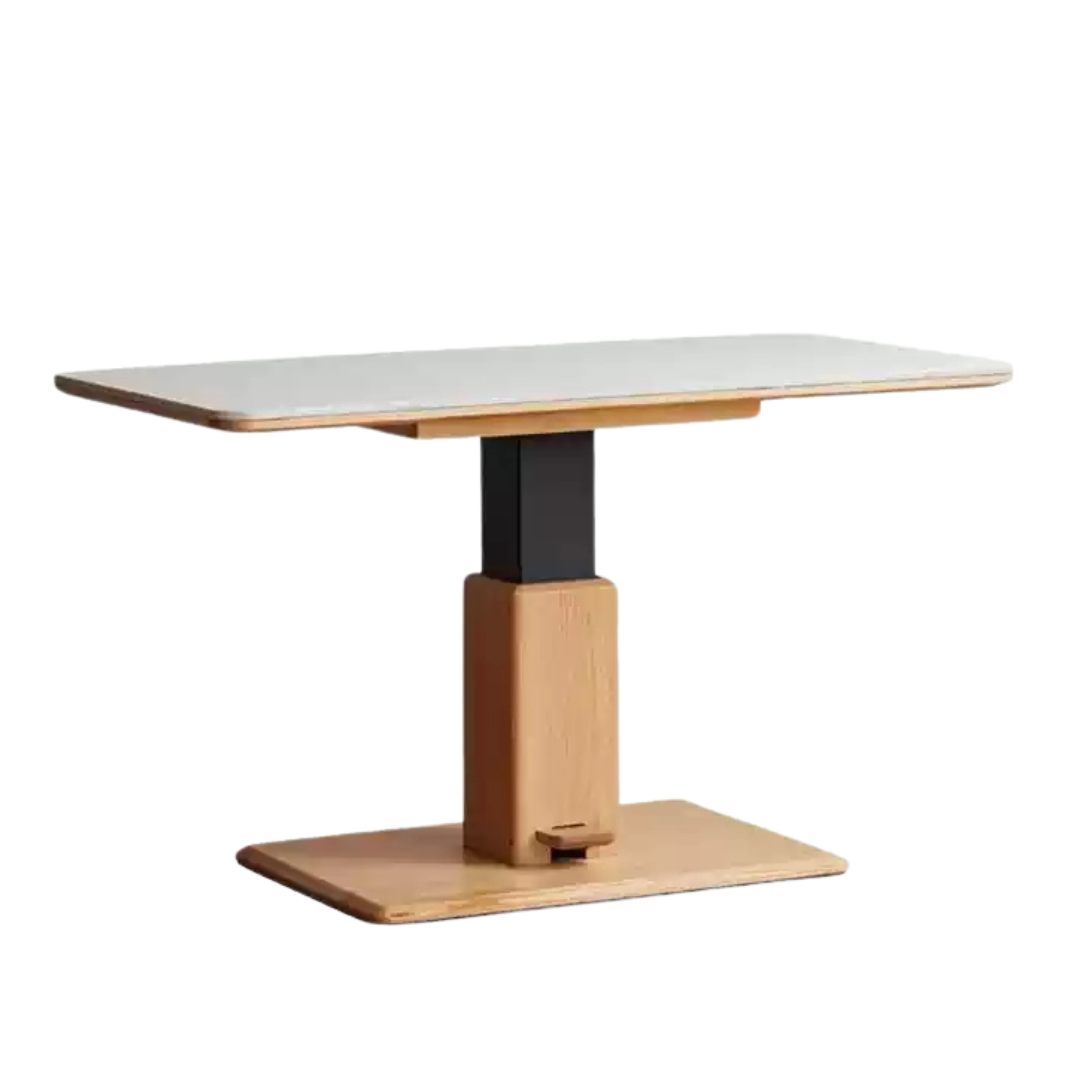 Solid Oak Wood Rock Slab Lifting Side Table - Rustic End Table for Living Room, Bedroom, or Outdoor Patio Decor